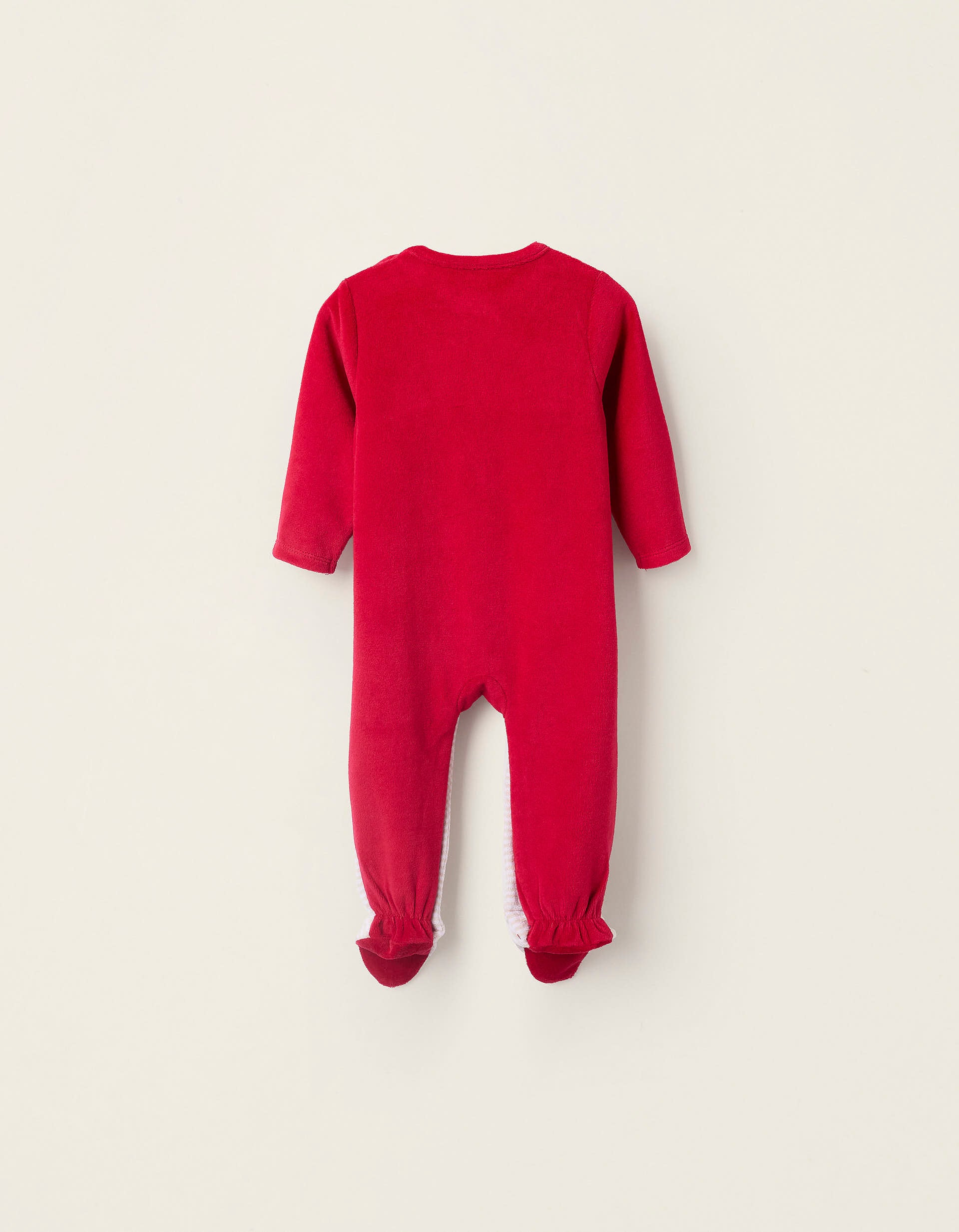 Velour Striped Sleepsuit for Babies 'Reindeer', Red