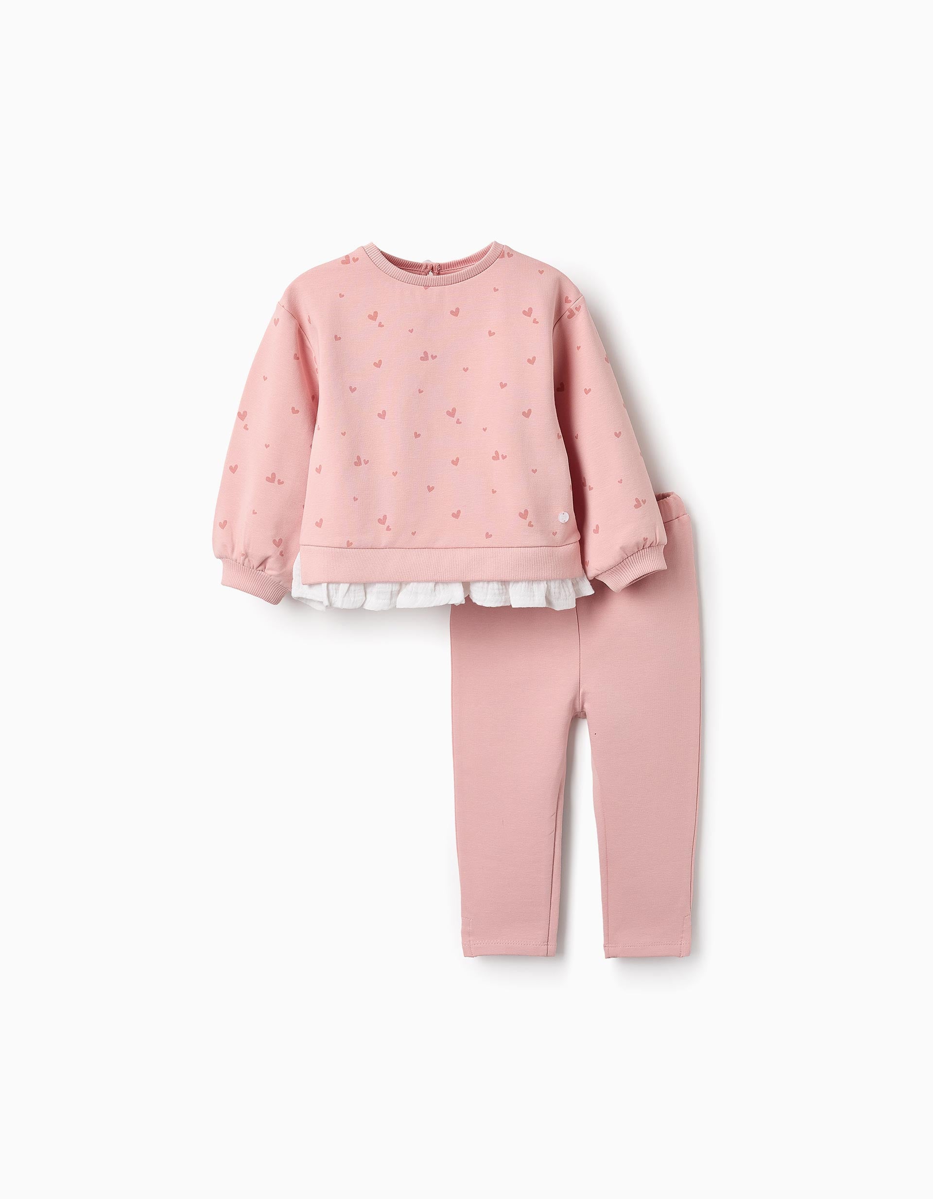 Sweat + Calças para Bebé Menina 'Corações', Rosa