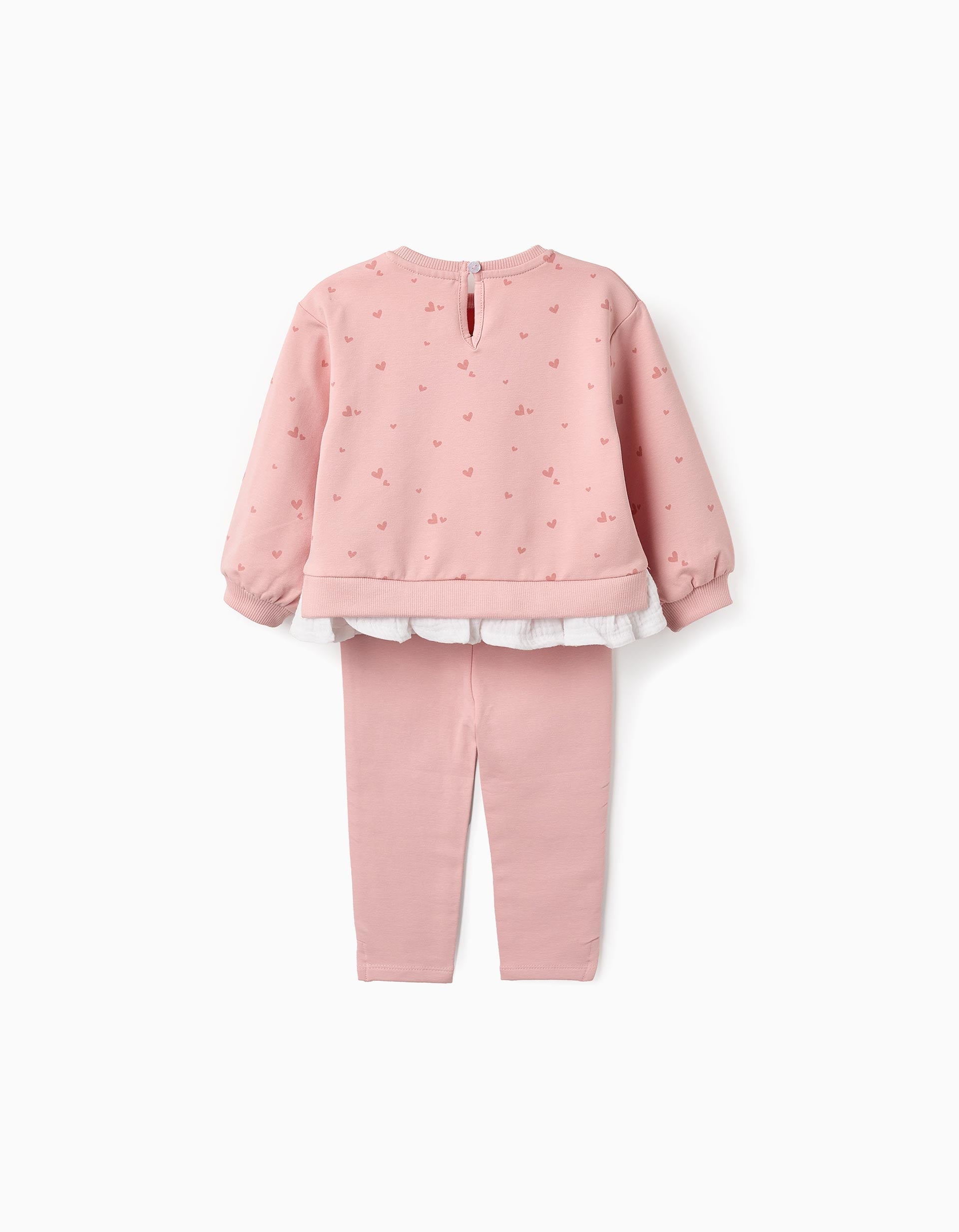 Sweat + Calças para Bebé Menina 'Corações', Rosa