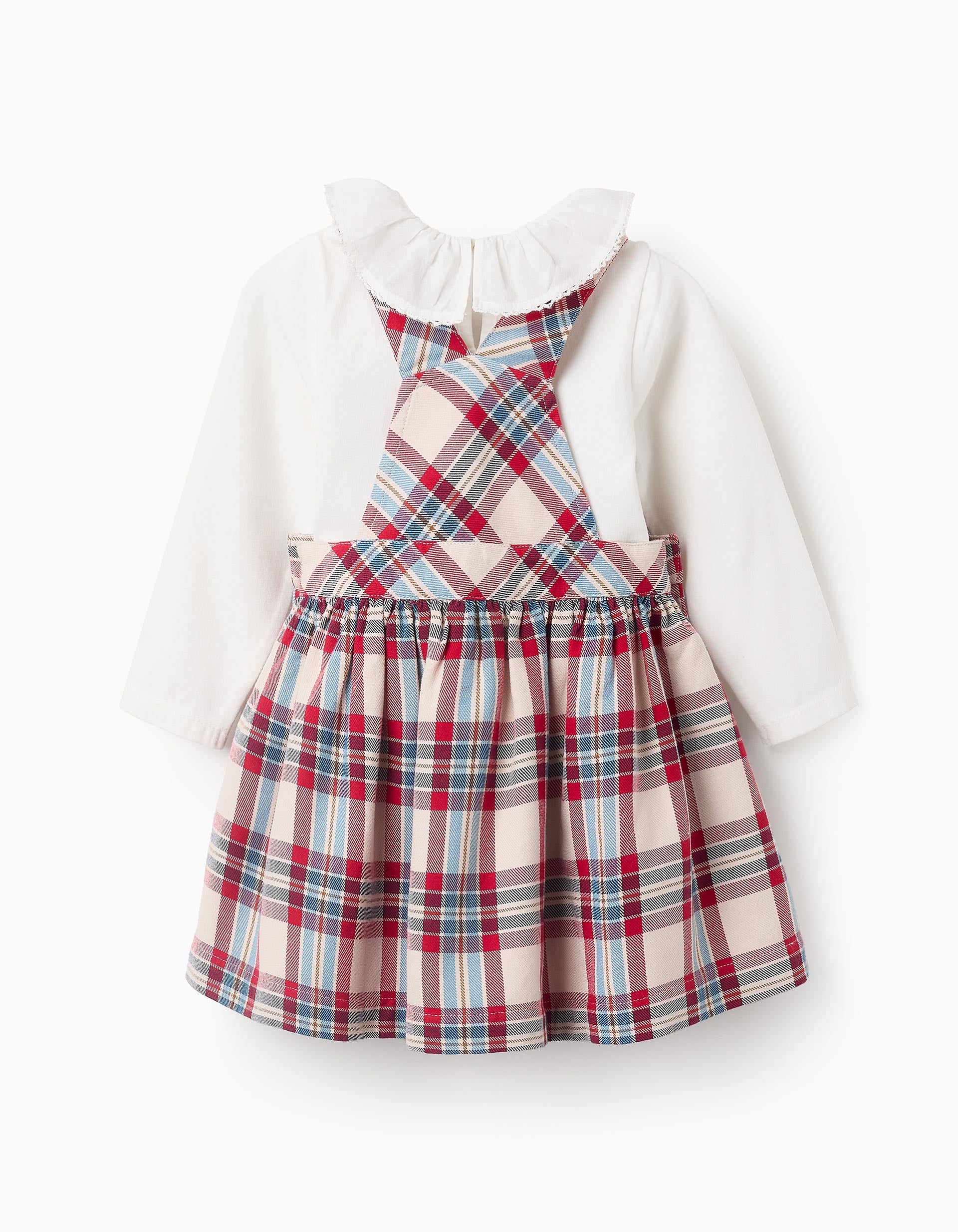 Blouse + Pinafore Dress with Check for Baby Girls 'You&Me', Multicolour