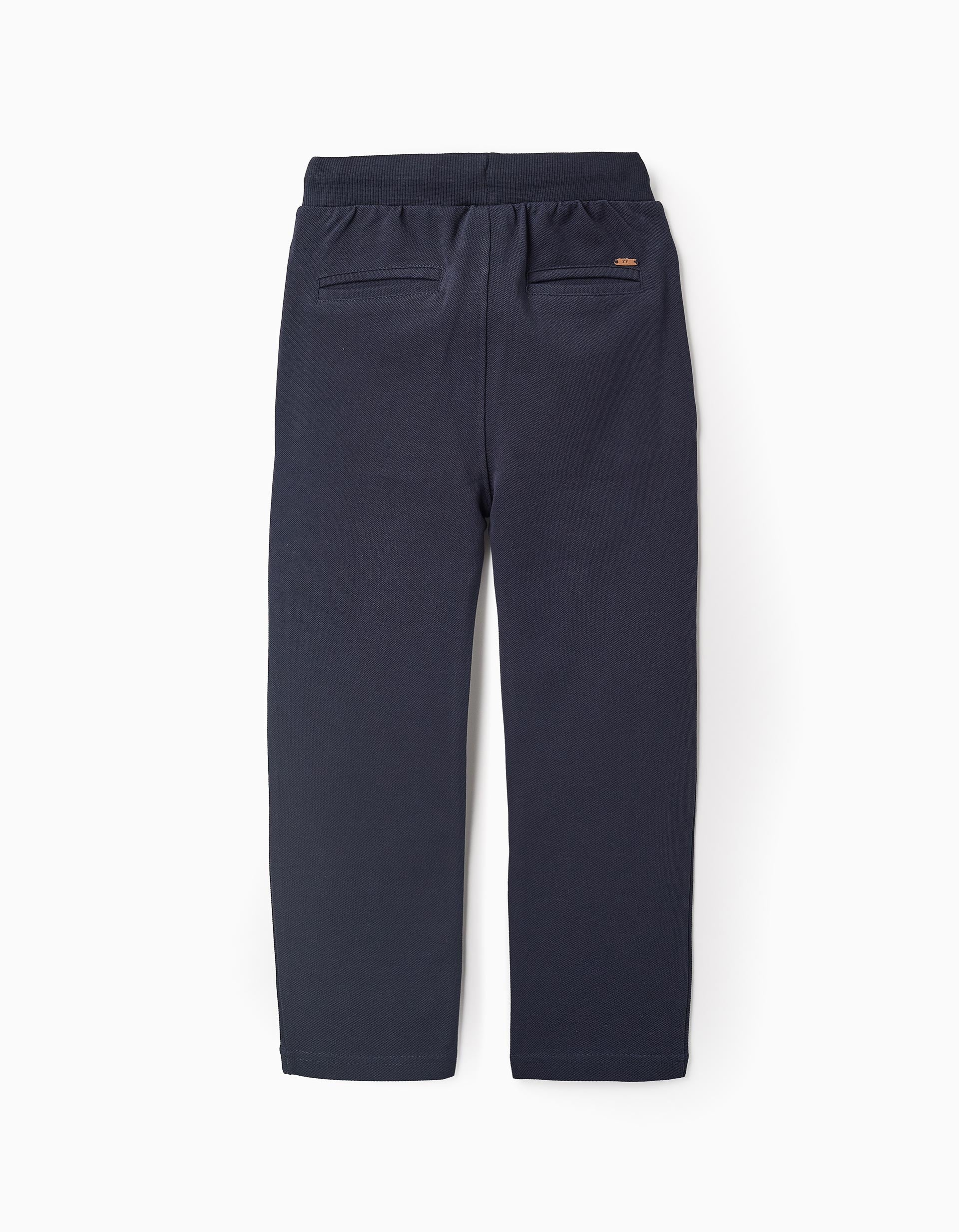 Pantalón de Algodón Piqué para Niño, Azul Oscuro