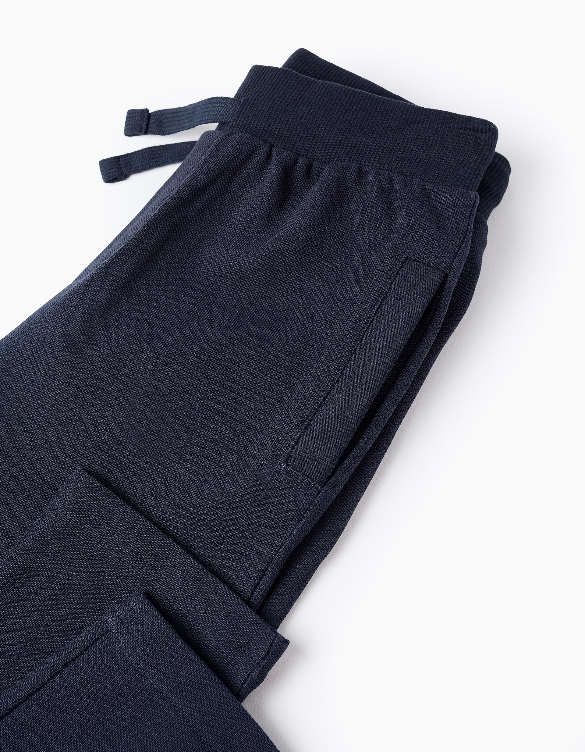 Pantalón de Algodón Piqué para Niño, Azul Oscuro