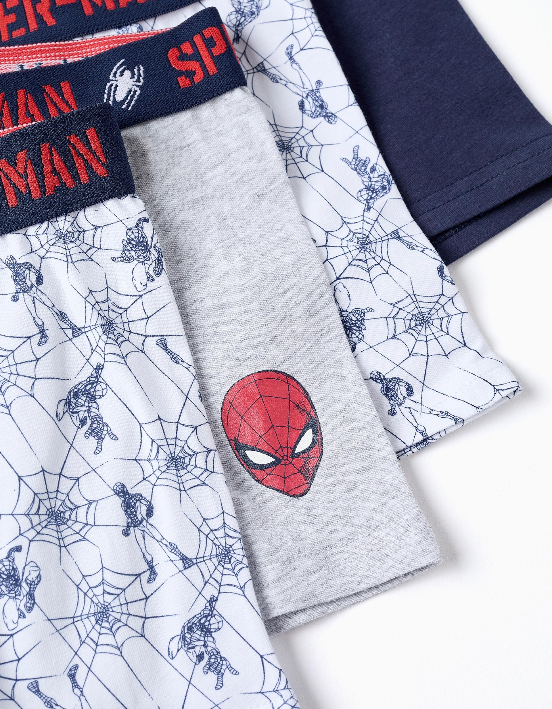 Pack 4 Boxers para Menino 'Spider-Man', Branco/Azul/Cinza