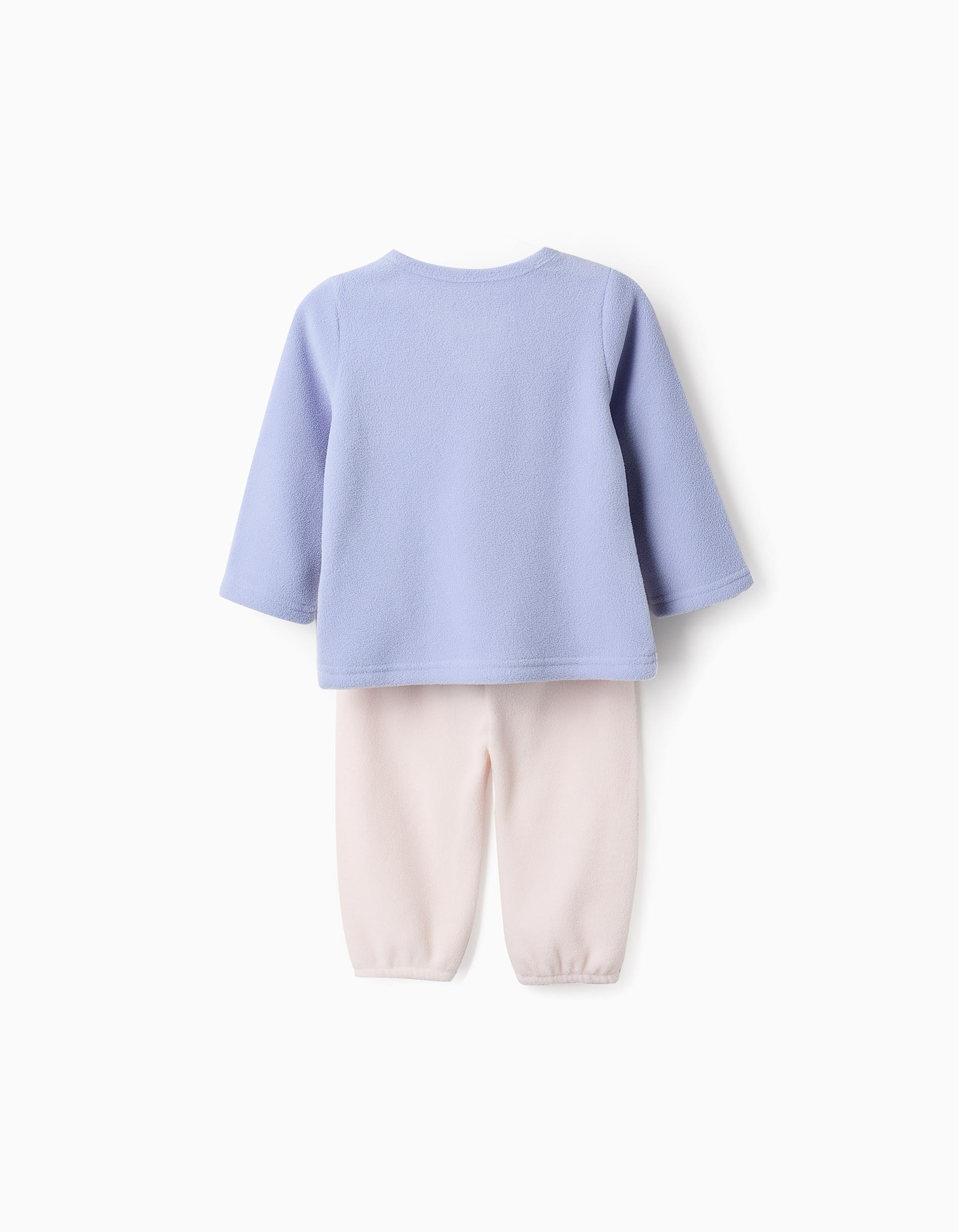 Pijama Polar para Bebé Menina 'Coruja', Rosa Claro/Azul