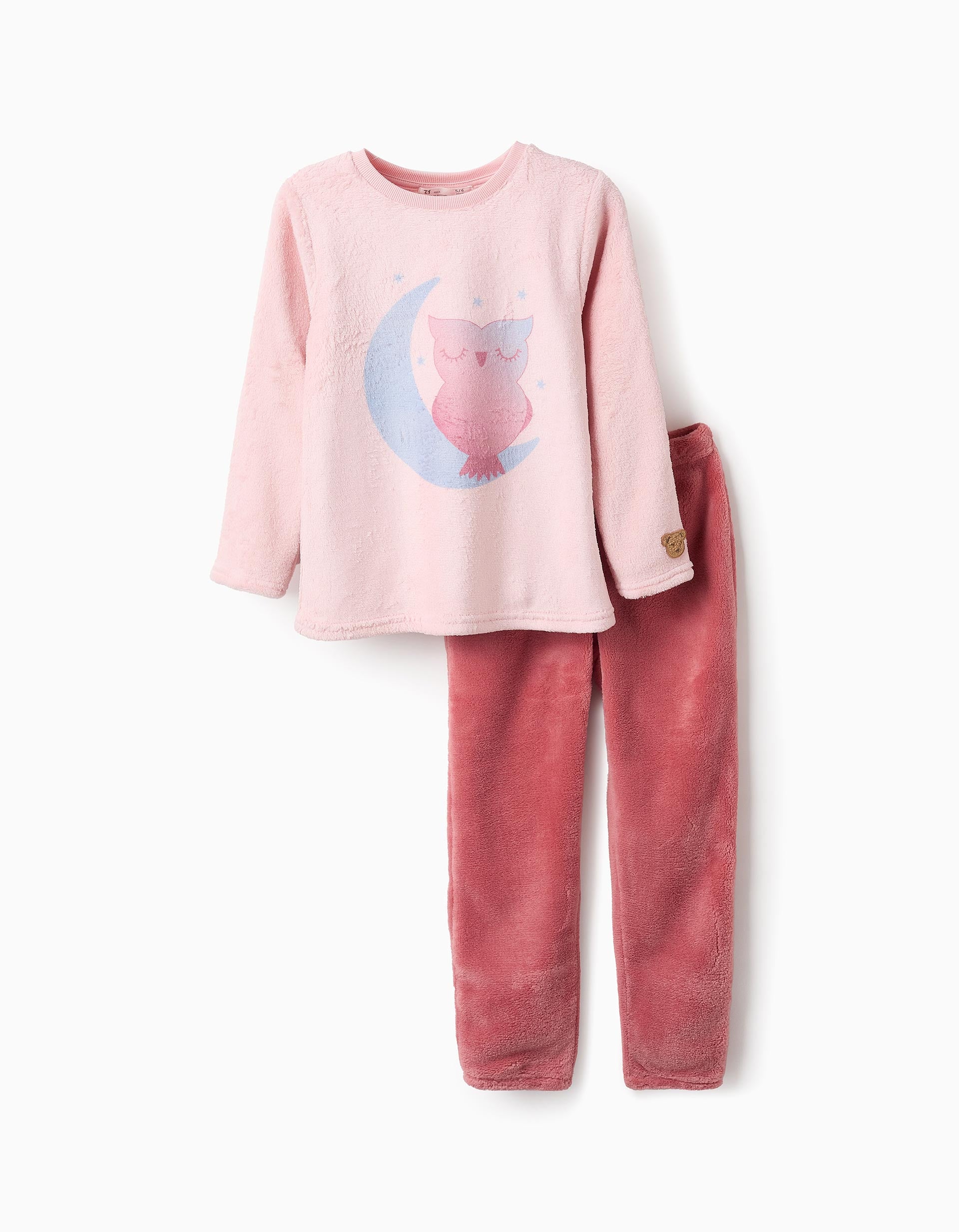 Pijama Afelpado para Niña 'Búho', Rosa