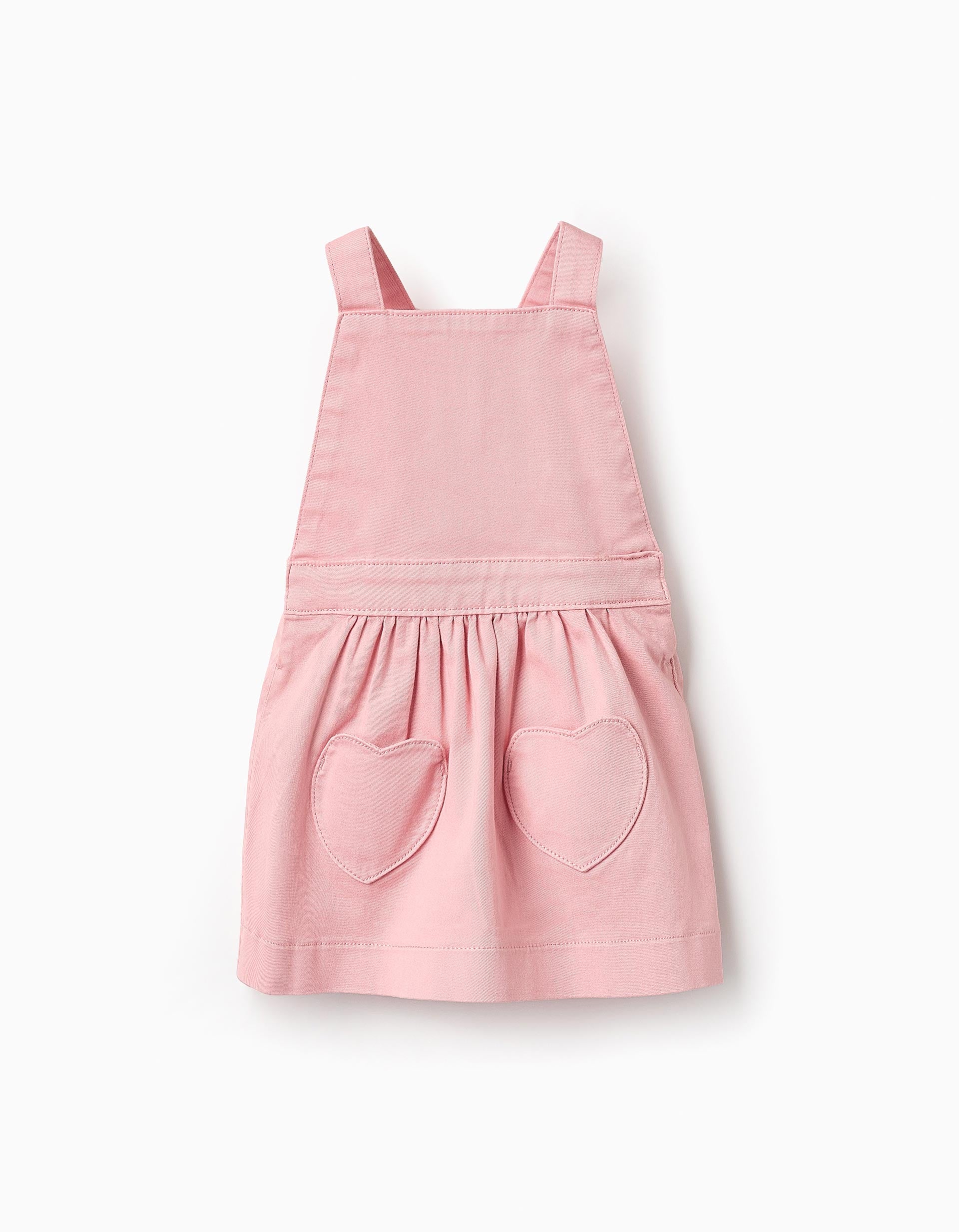 Pinafore Dress with Heart Pockets for Baby Girls, Pink