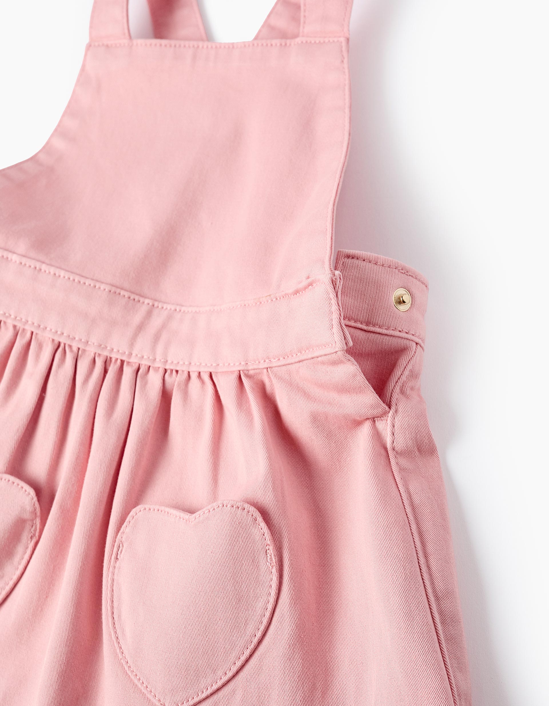 Robe-Salopette avec Poches-Cœur pour Bébé Fille, Rose