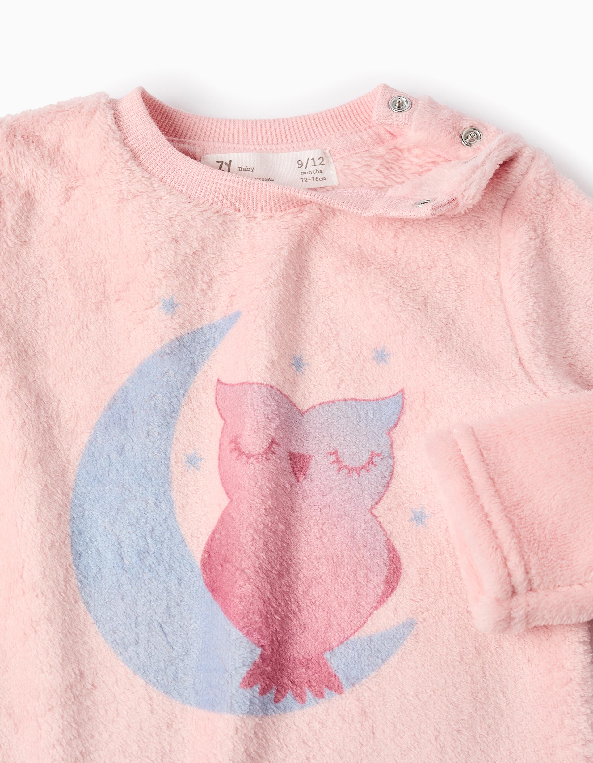 Pyjama En Peluche Pour Bébé Fille 'Chouette', Rose