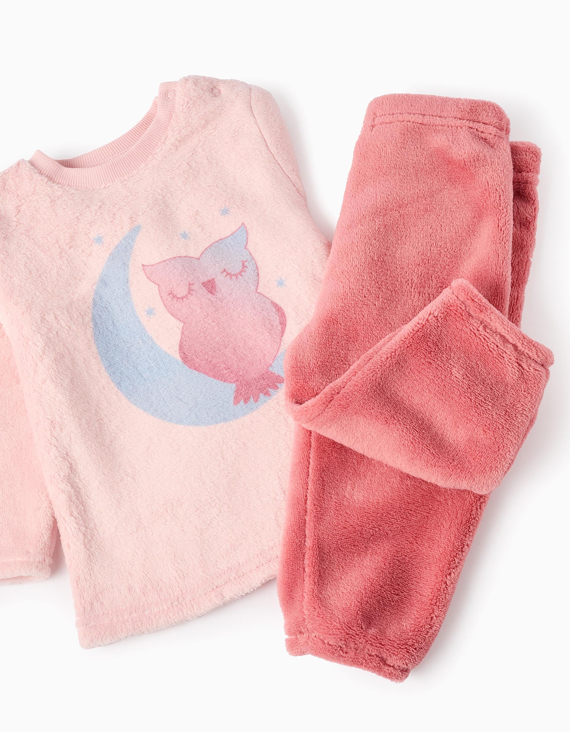 Pijama Afelpado para Bebé Niña 'Búho', Rosa