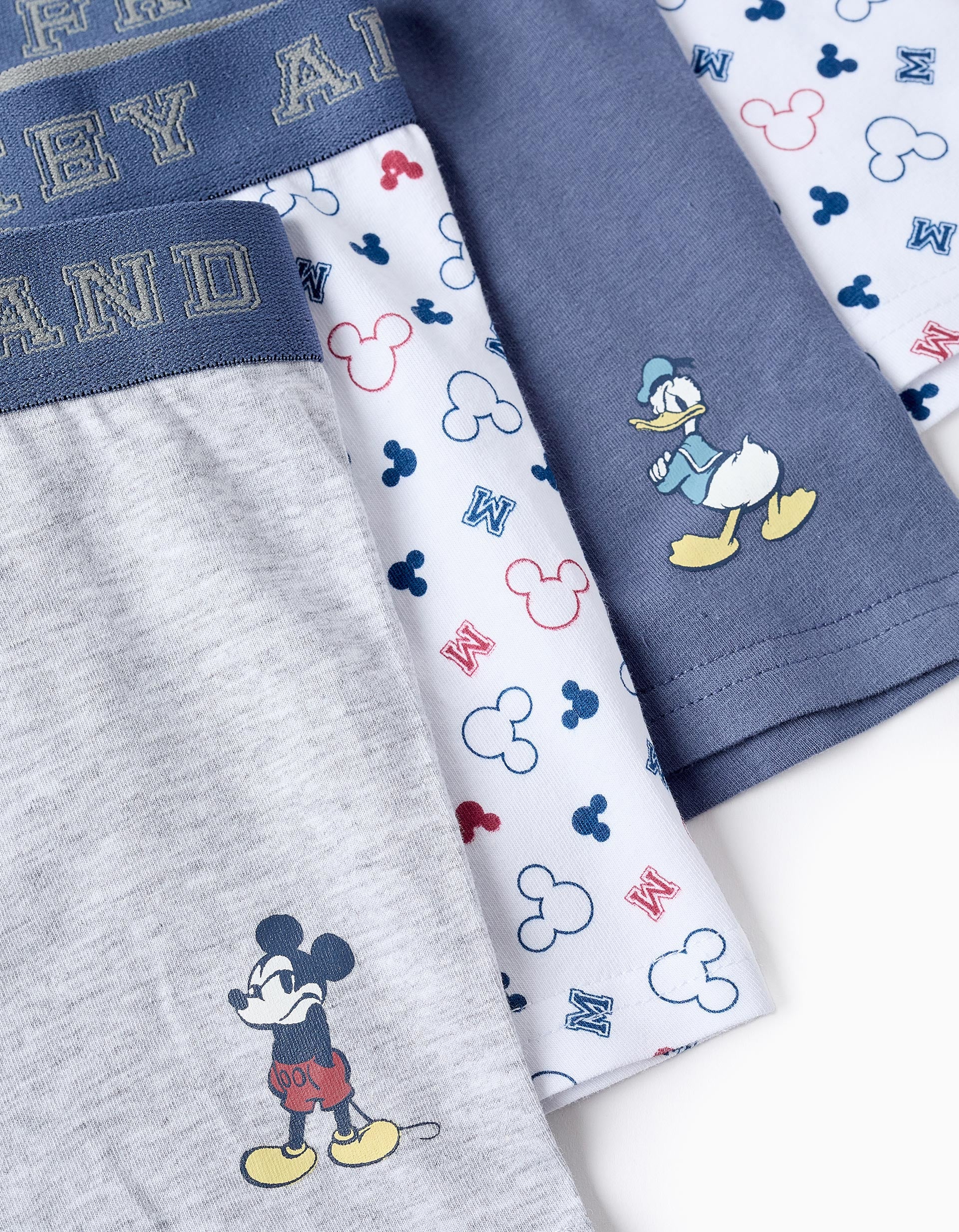 Pack 4 Boxers pour Garçon 'Mickey & Donald', Blanc/Bleu/Gris