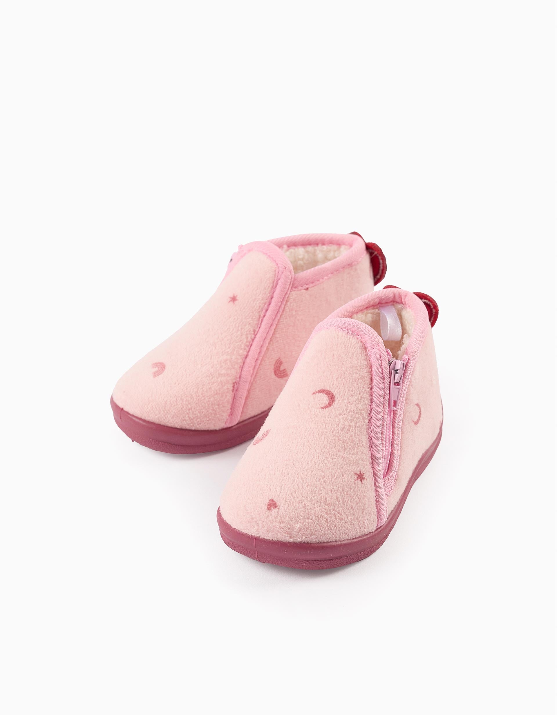 Chaussons en Velours pour Bébé Fille 'Cœur', Rose