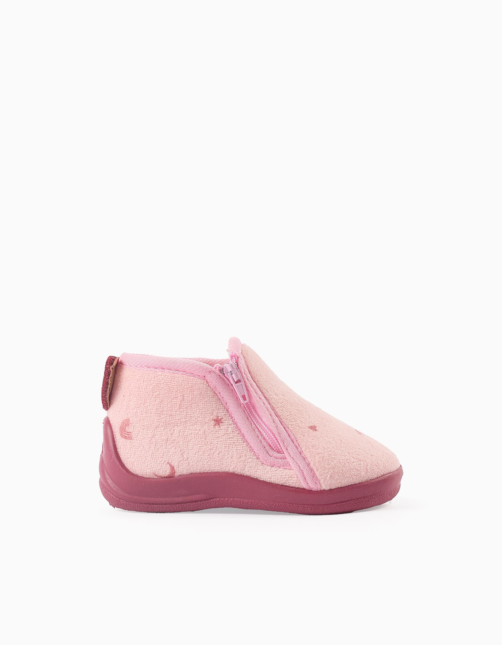 Chaussons en Velours pour Bébé Fille 'Cœur', Rose