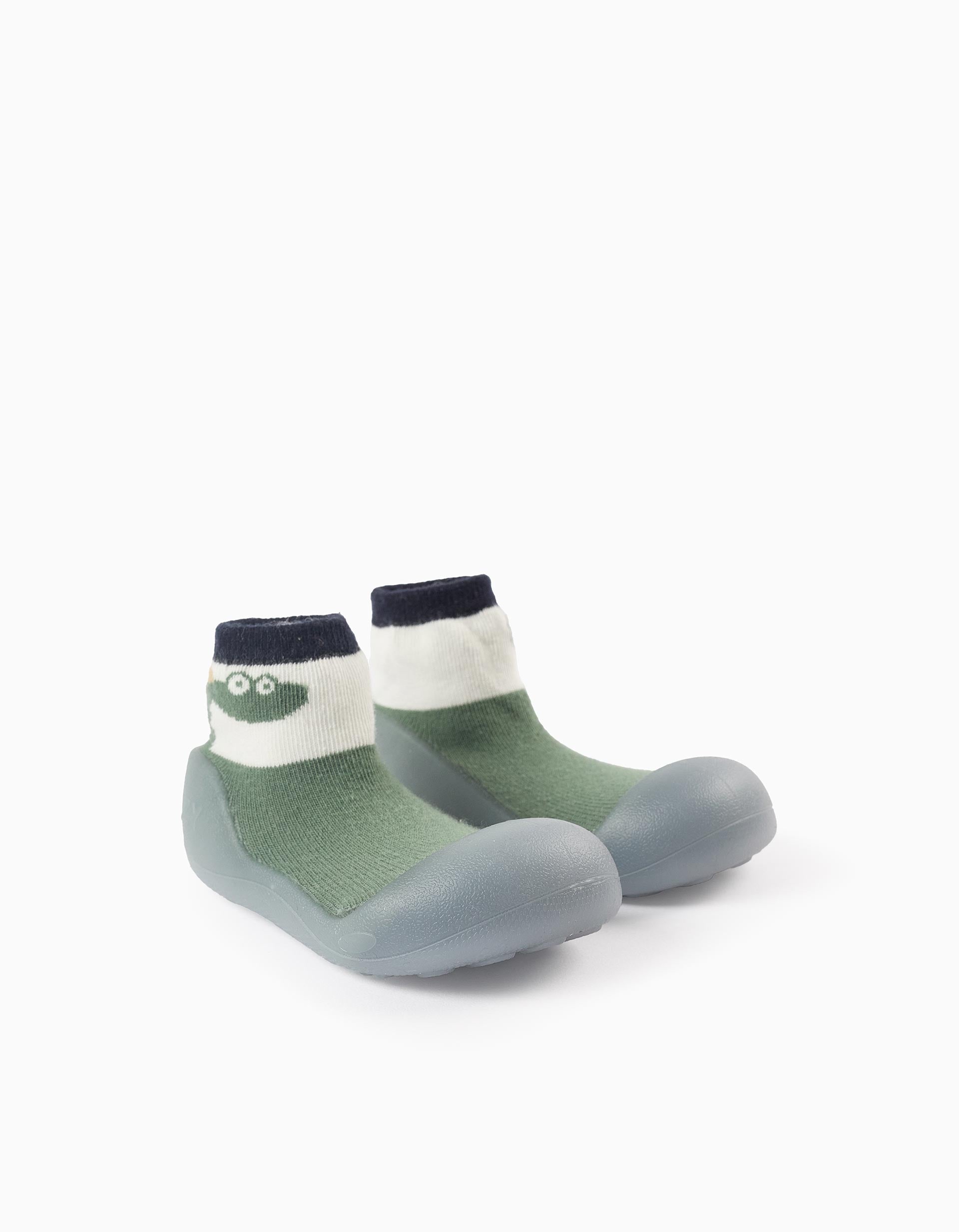 Steppies Medias-Zapatillas para Bebé Niño 'Dinosaurio', Verde