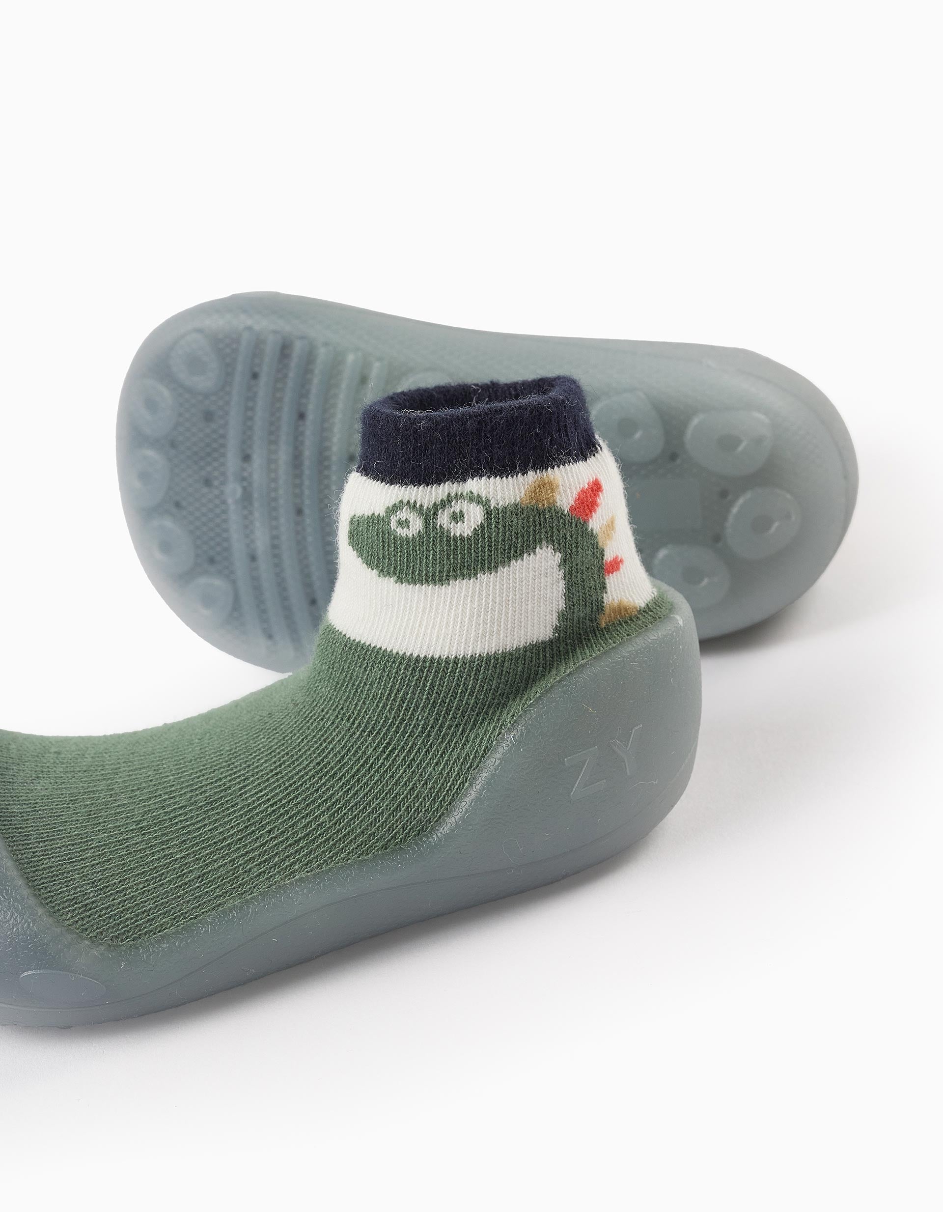 Steppies Medias-Zapatillas para Bebé Niño 'Dinosaurio', Verde