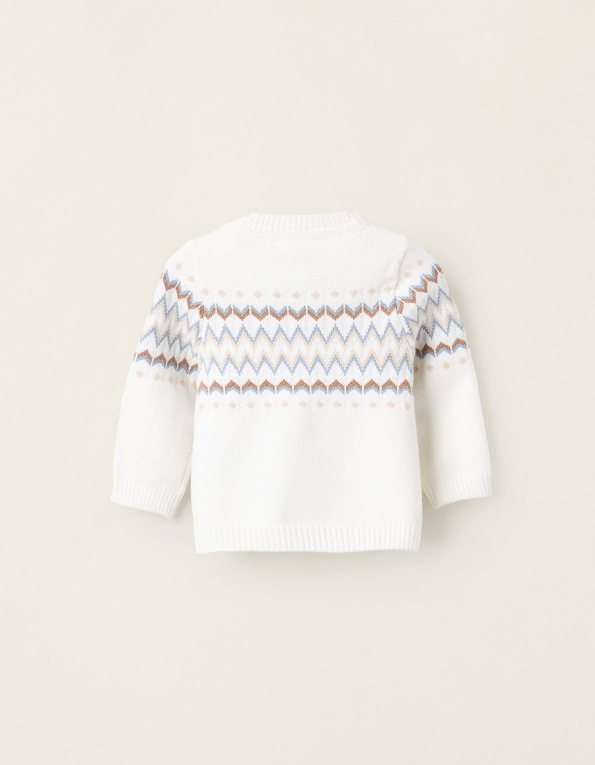 Knitted Jumper with Jacquard for Newborns, White