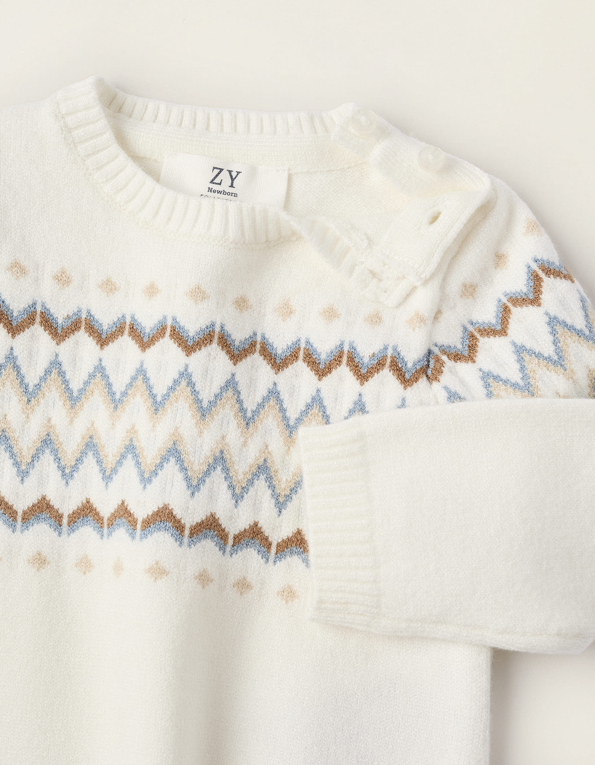 Knitted Jumper with Jacquard for Newborns, White