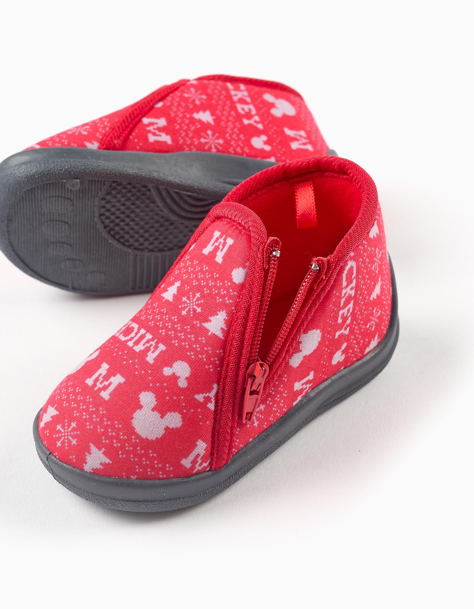 Chaussons de Noël pour Bébé Garçon 'Mickey', Rouge