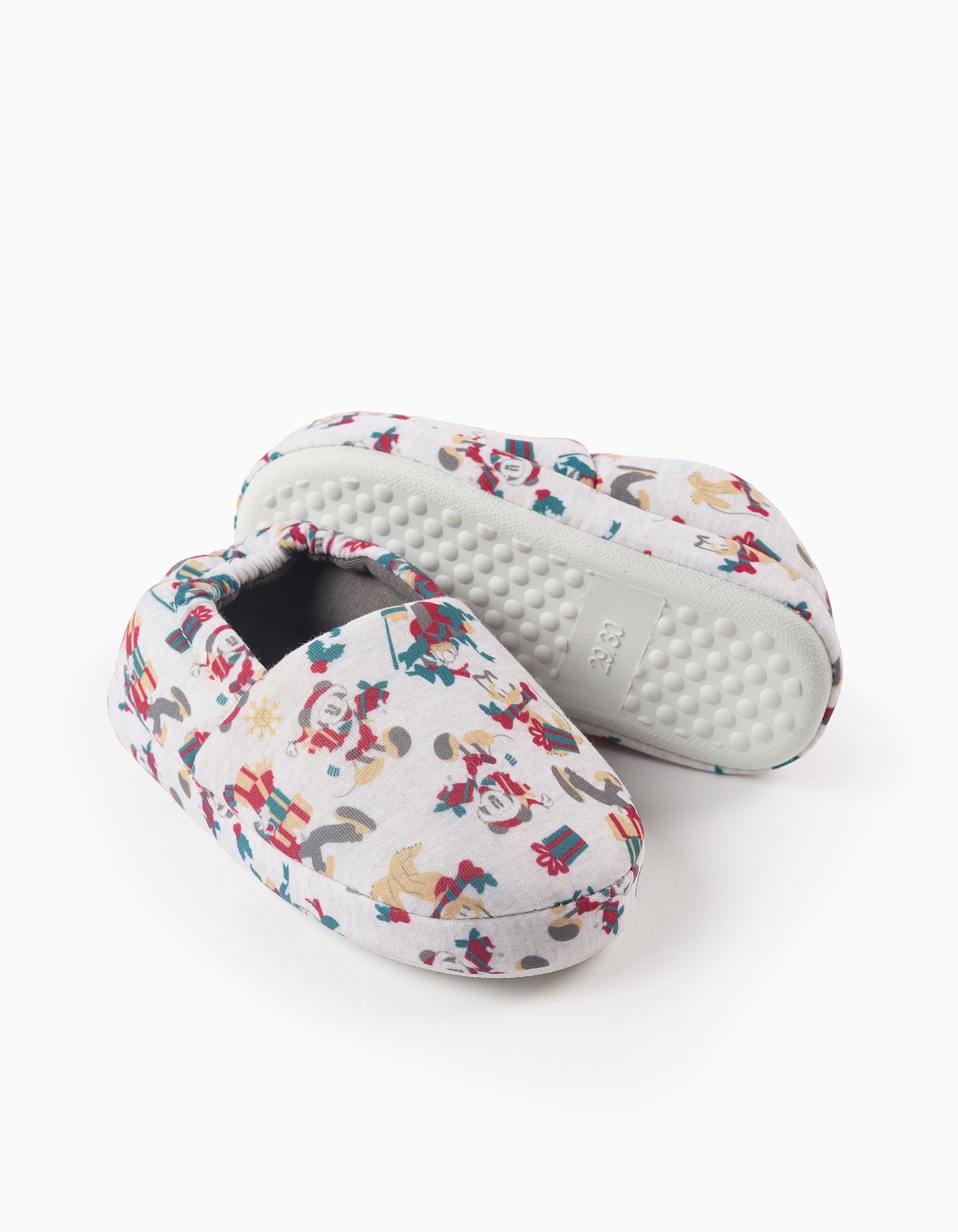 Christmas Slippers for Boys 'Mickey, Pluto & Goofy', Grey