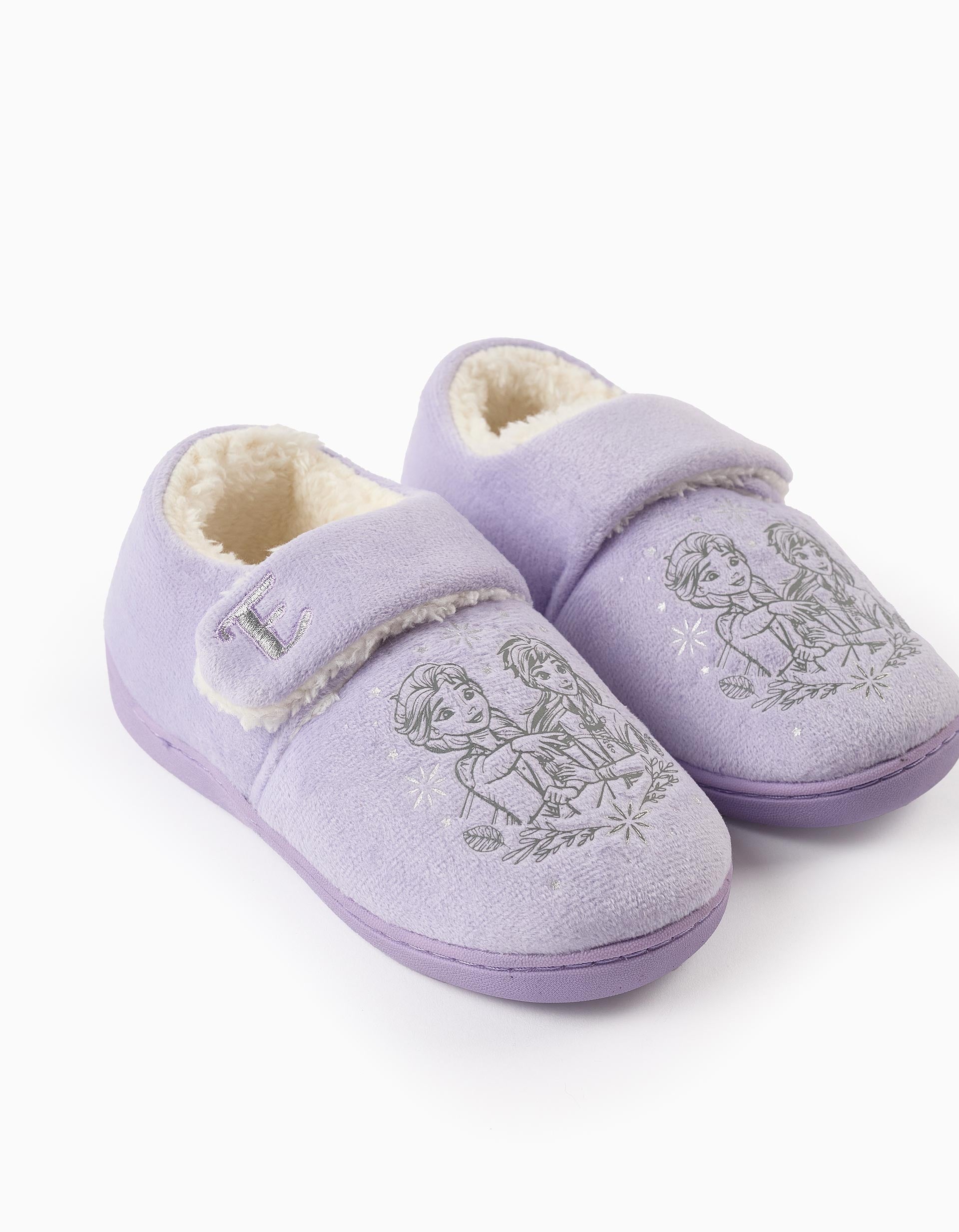 Zapatillas de Casa de Terciopelo para Niña 'Anna & Elsa', Lila