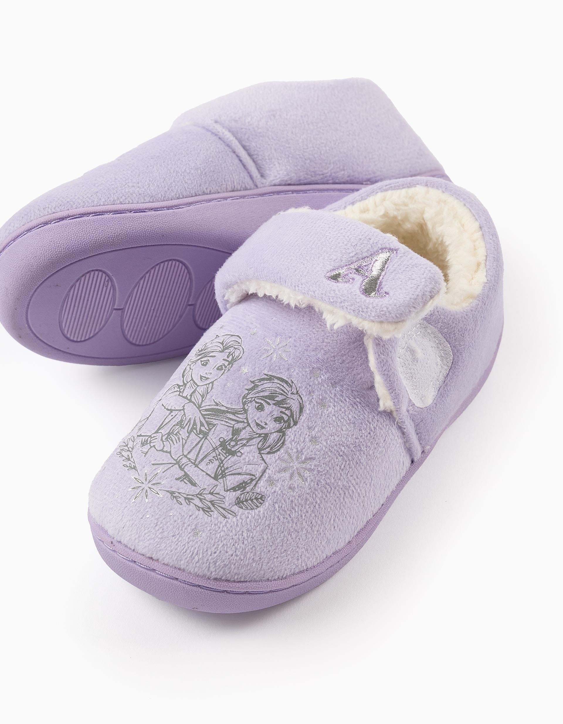 Zapatillas de Casa de Terciopelo para Niña 'Anna & Elsa', Lila