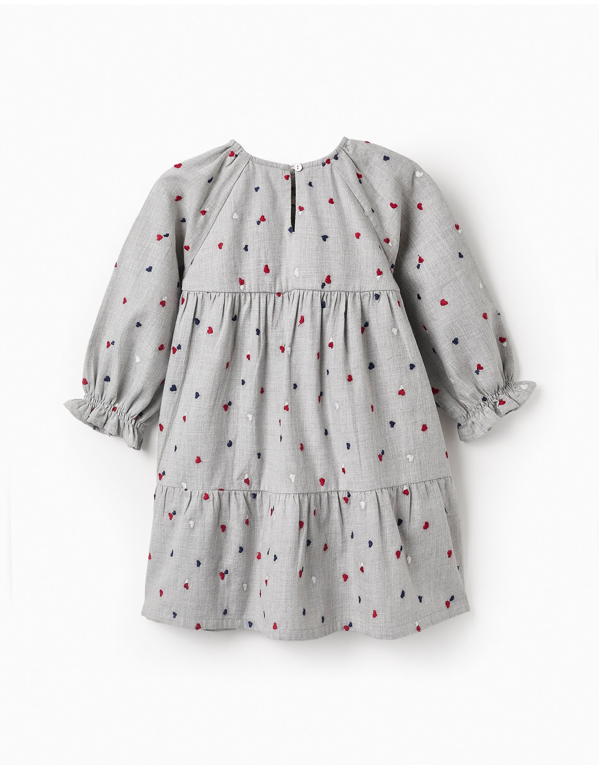 Robe avec Broderies de Cœurs pour Bébé Fille, Gris