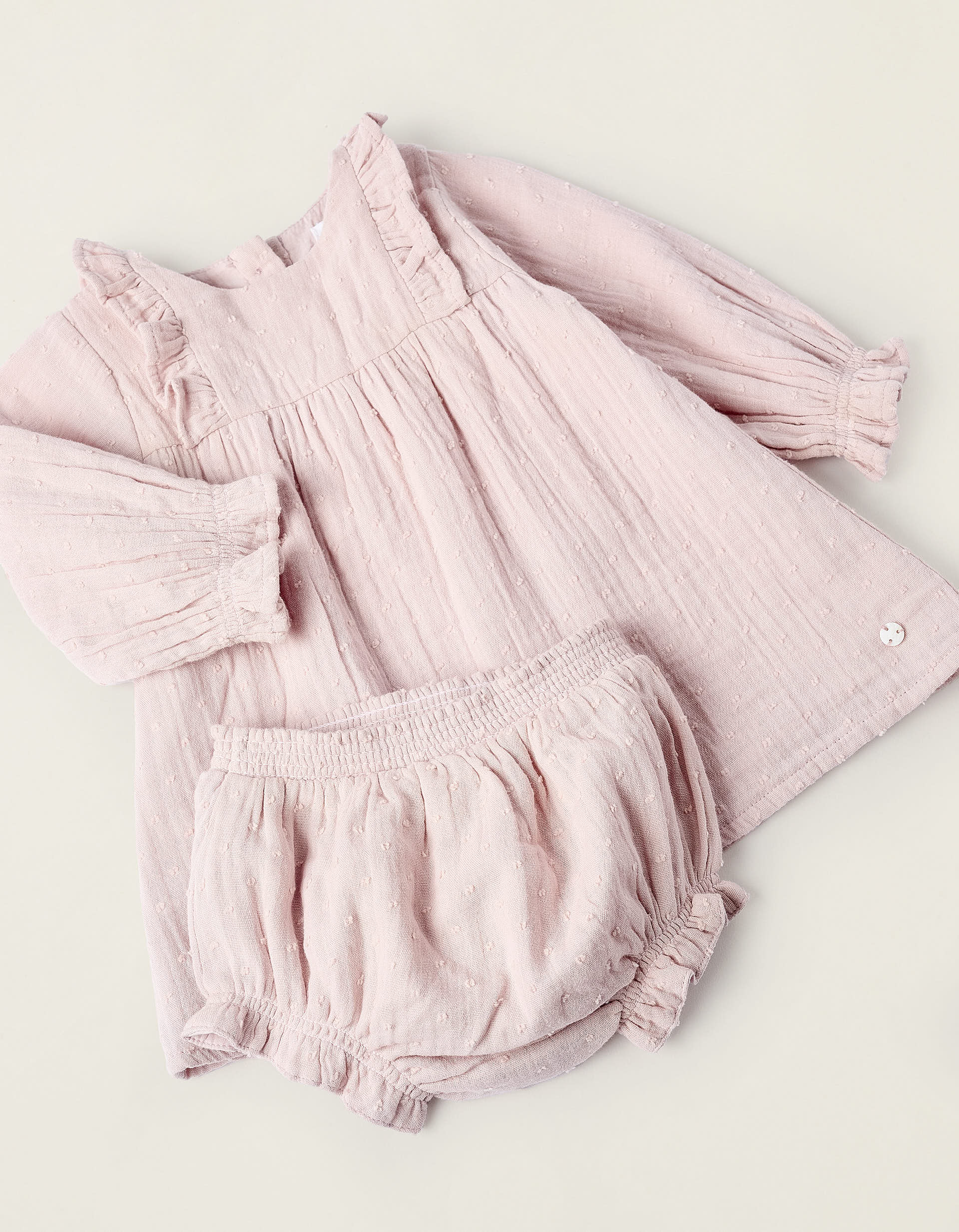 Robe + Bloomer en Coton pour Nouveau-née, Rose