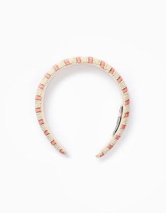 Bandolete de Missangas às Riscas para Menina, Bege/Coral