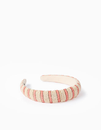 Bandolete de Missangas às Riscas para Menina, Bege/Coral