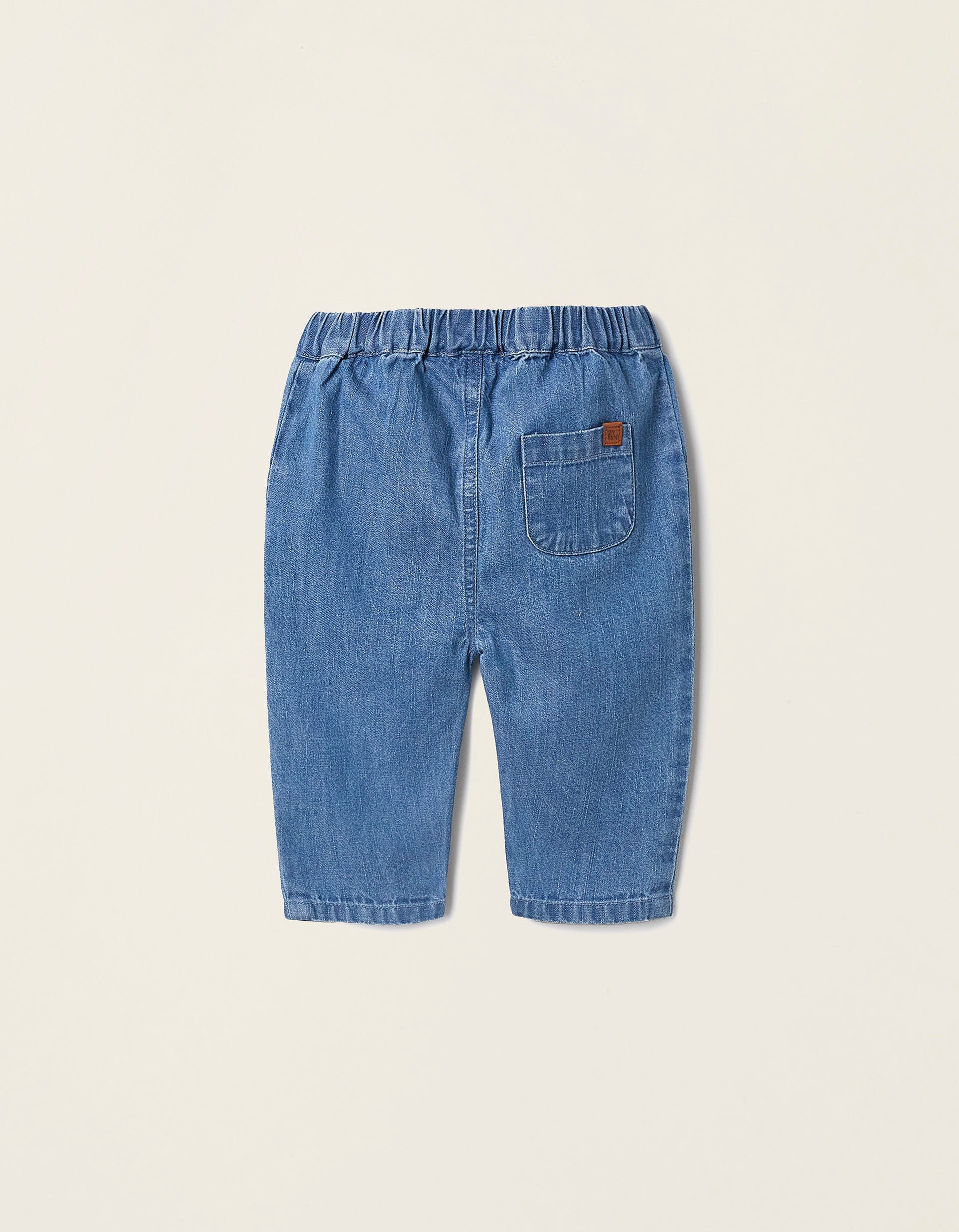 Denim Trousers with Elastic Waist for Newborns, Blue