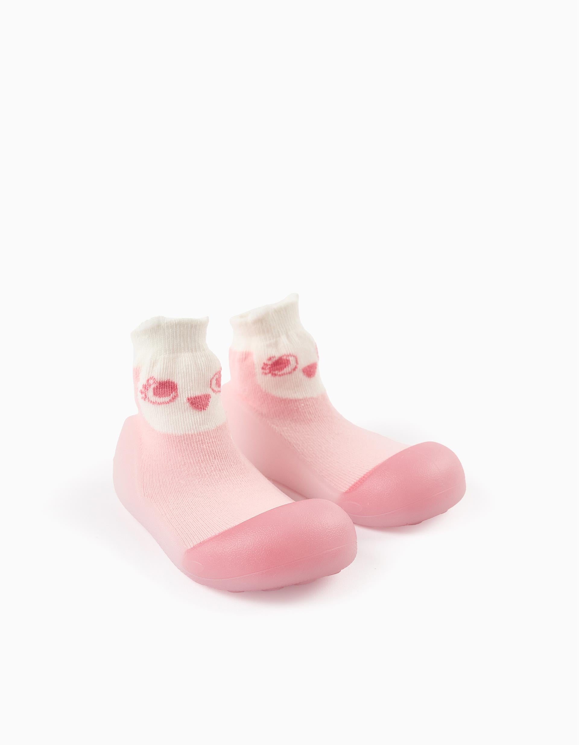 Steppies Meias-Pantufas para Bebé Menina 'Coruja', Rosa