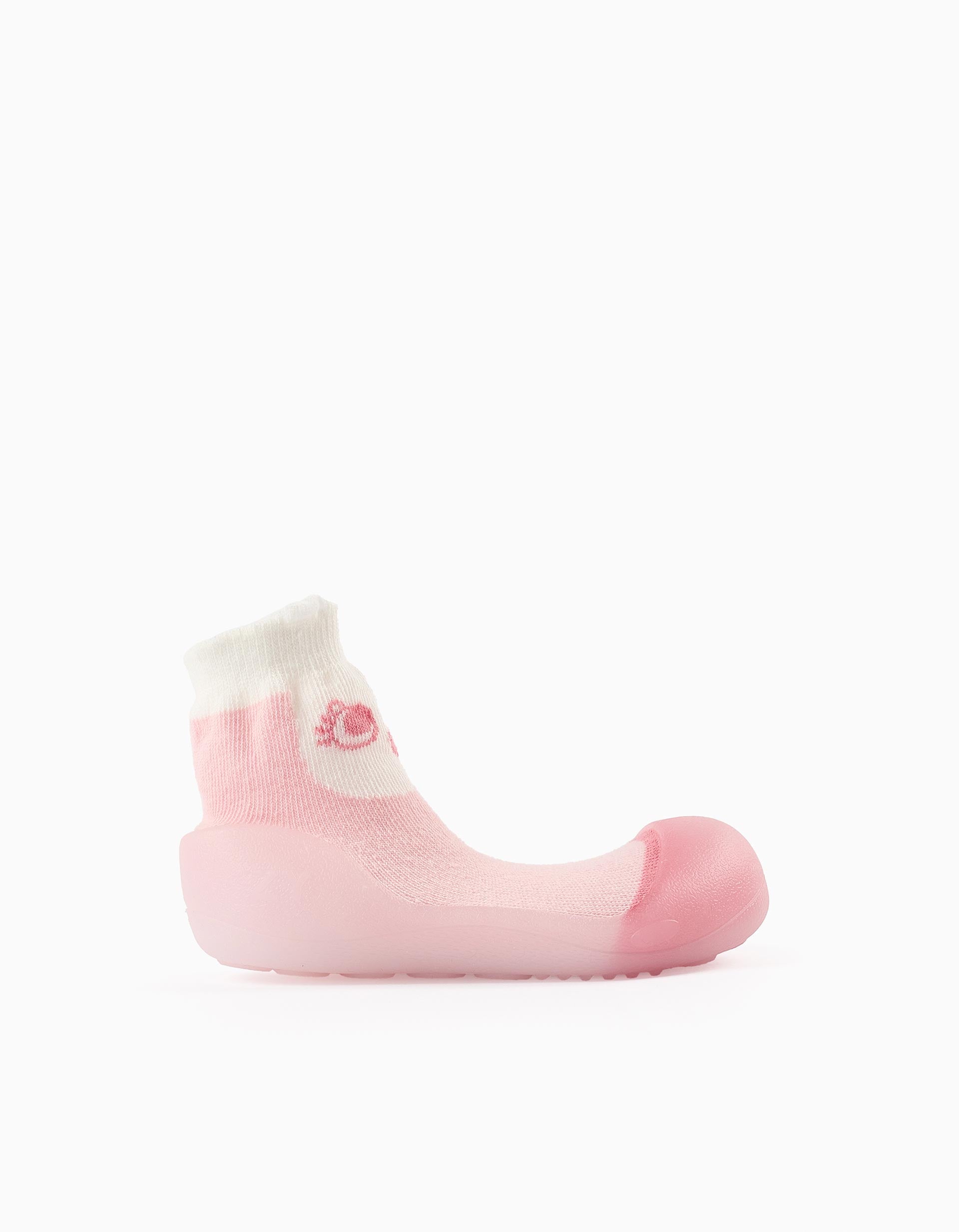 Steppies Meias-Pantufas para Bebé Menina 'Coruja', Rosa