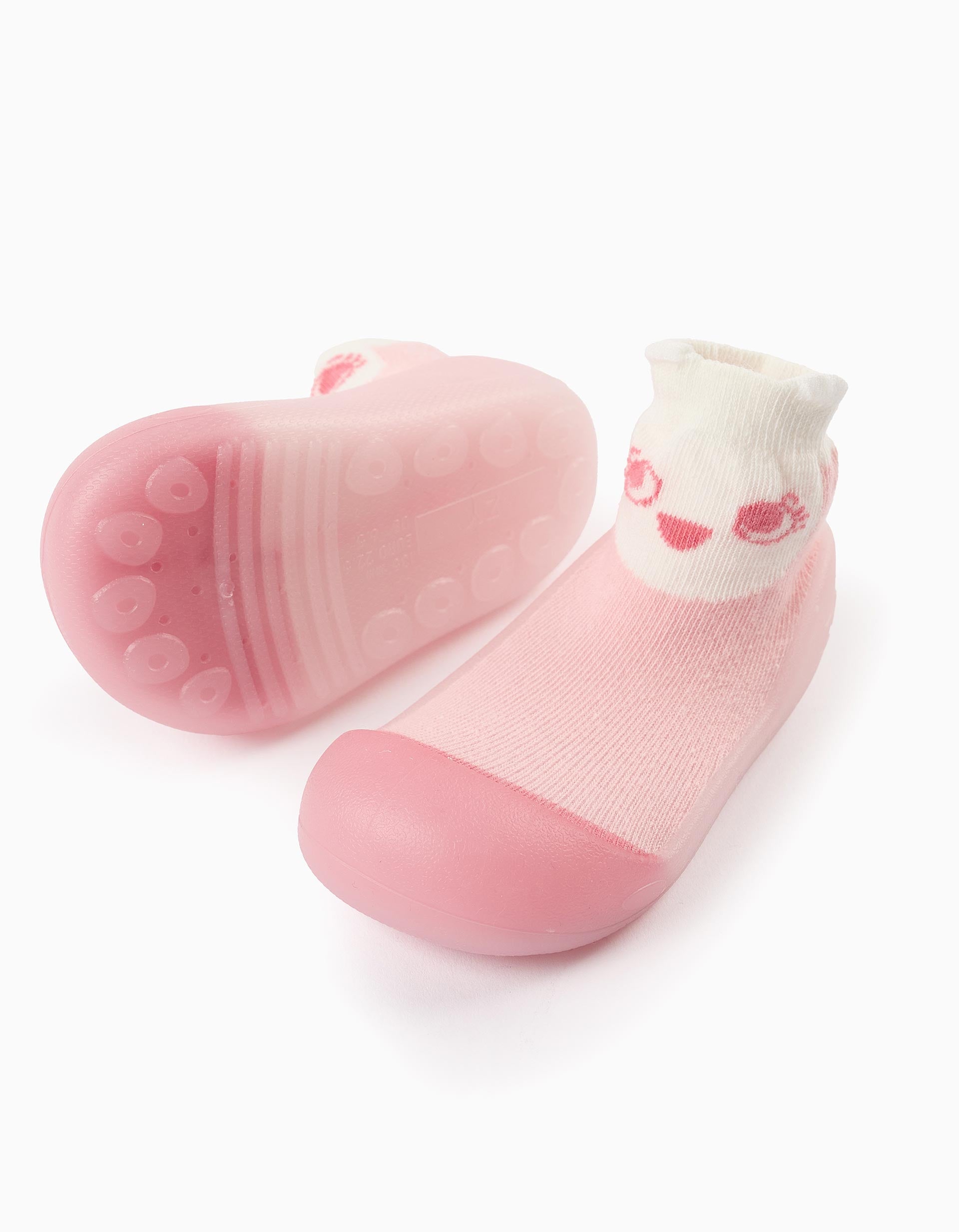 Steppies Meias-Pantufas para Bebé Menina 'Coruja', Rosa