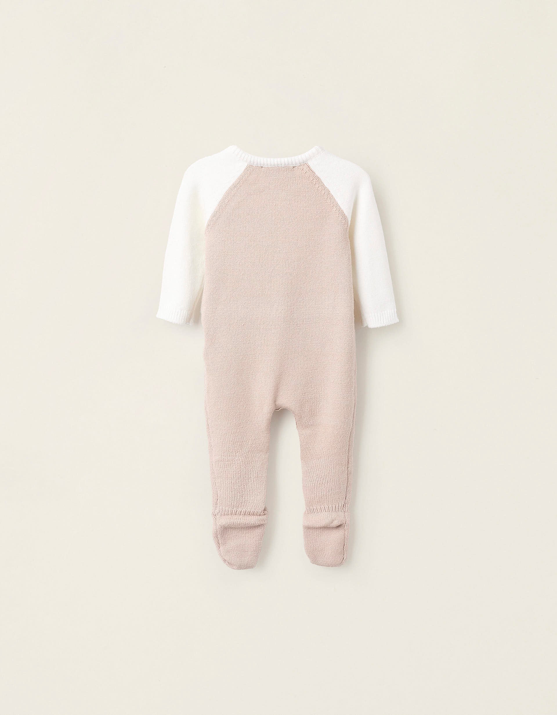 Babygrow de Malha para Recém-Nascido, Branco/Bege