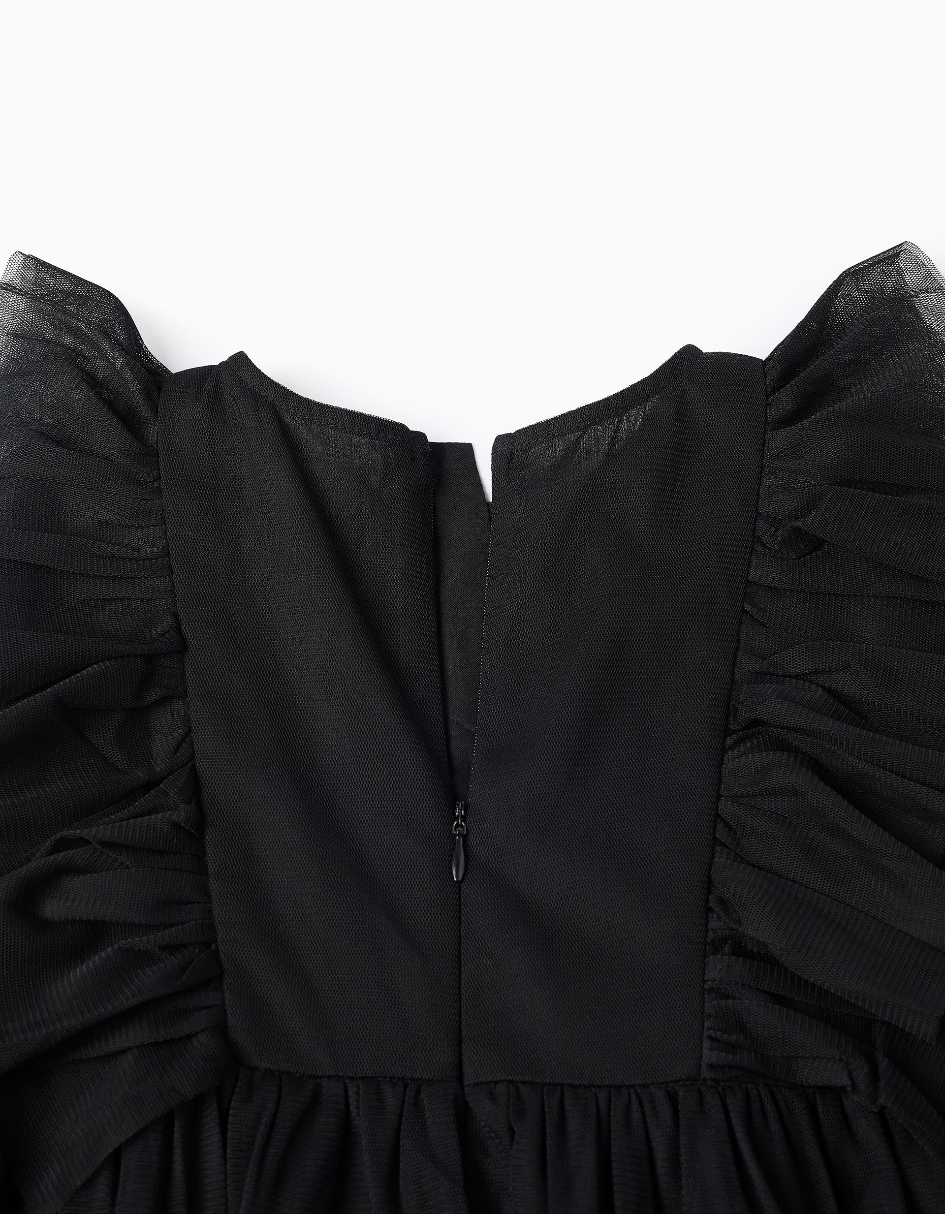 Vestido de Tule para Menina, Preto