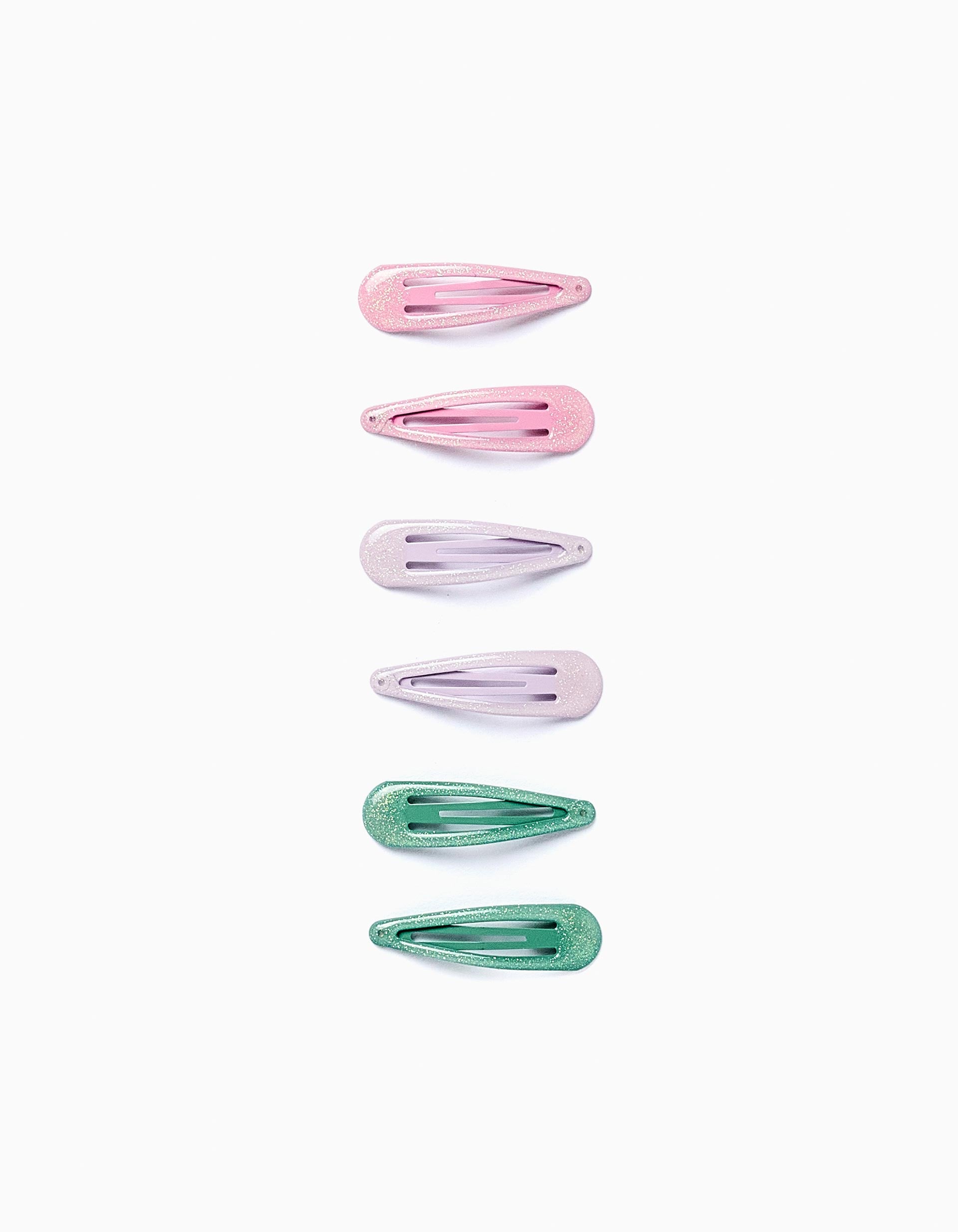 Pack of 6 Bright Hair Clips for Babies and Girls, Lilac/Pink/Green