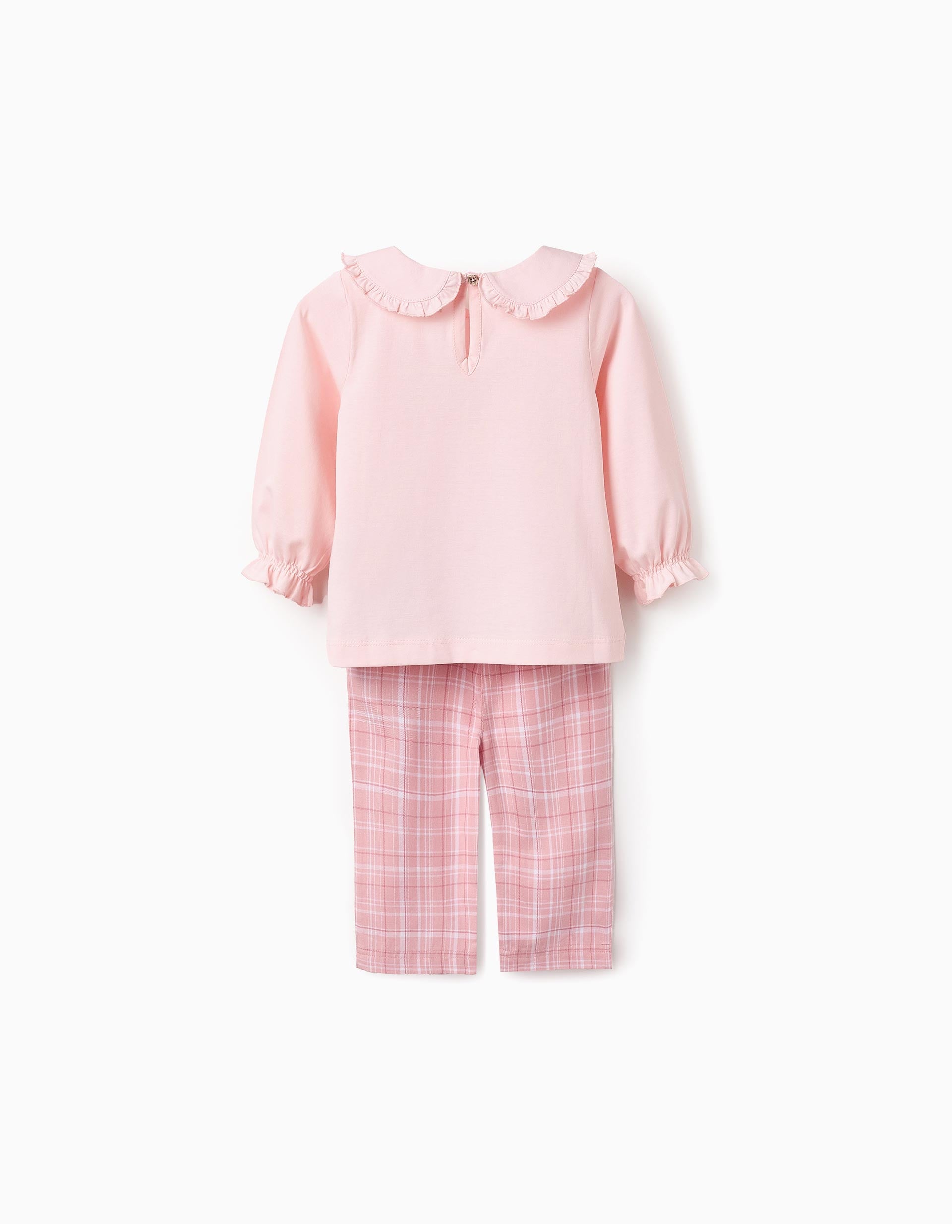 Pijama de Algodón a Cuadros para Bebé Niña, Rosa