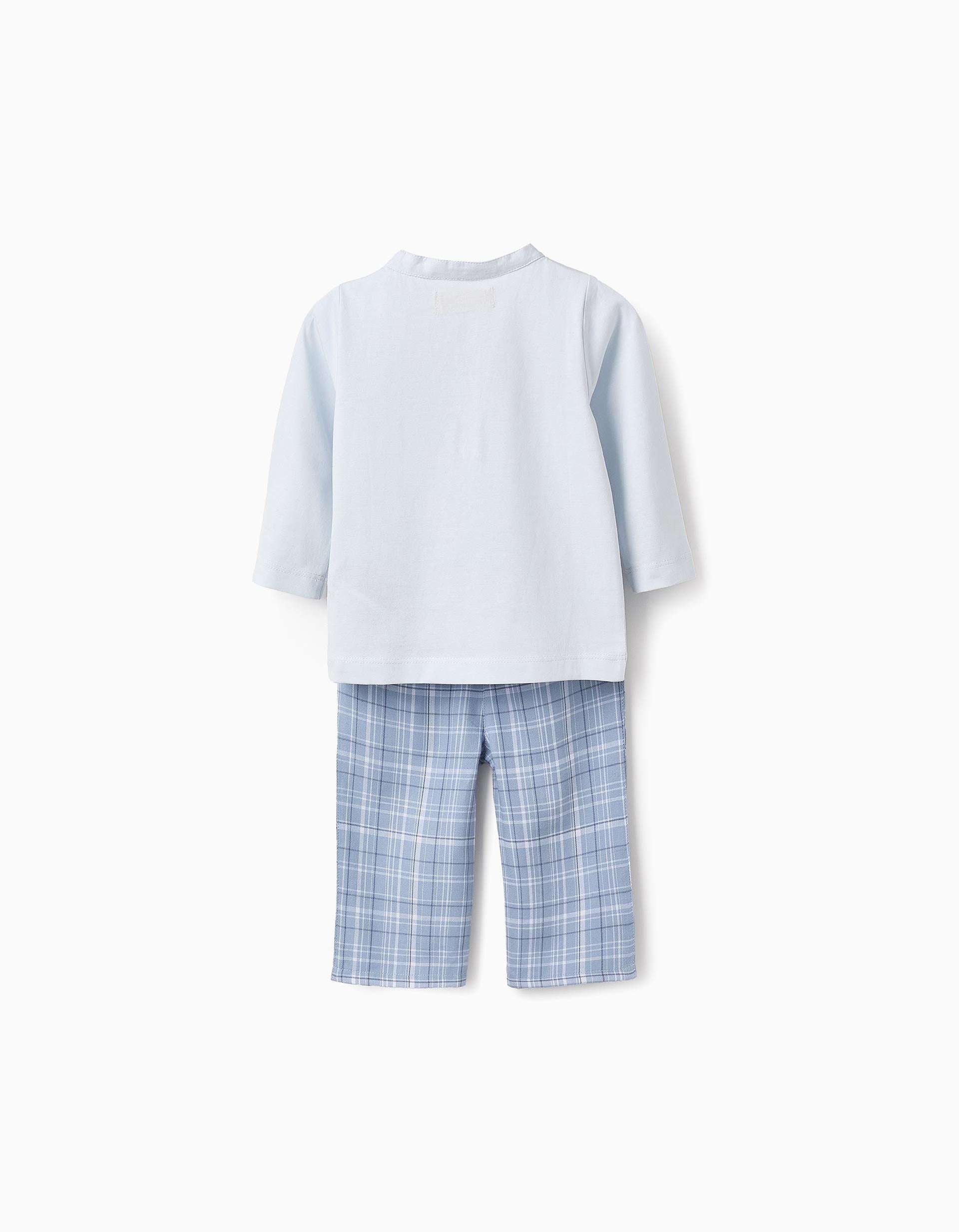 Pyjama en Coton à Carreaux pour Bébé Garçon, Bleu