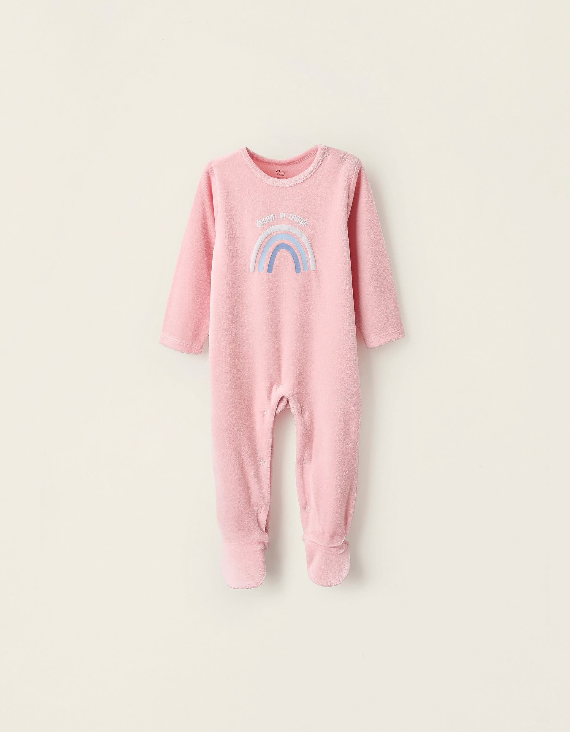 Babygrow de Veludo para Bebé Menina 'Arco-Íris', Rosa