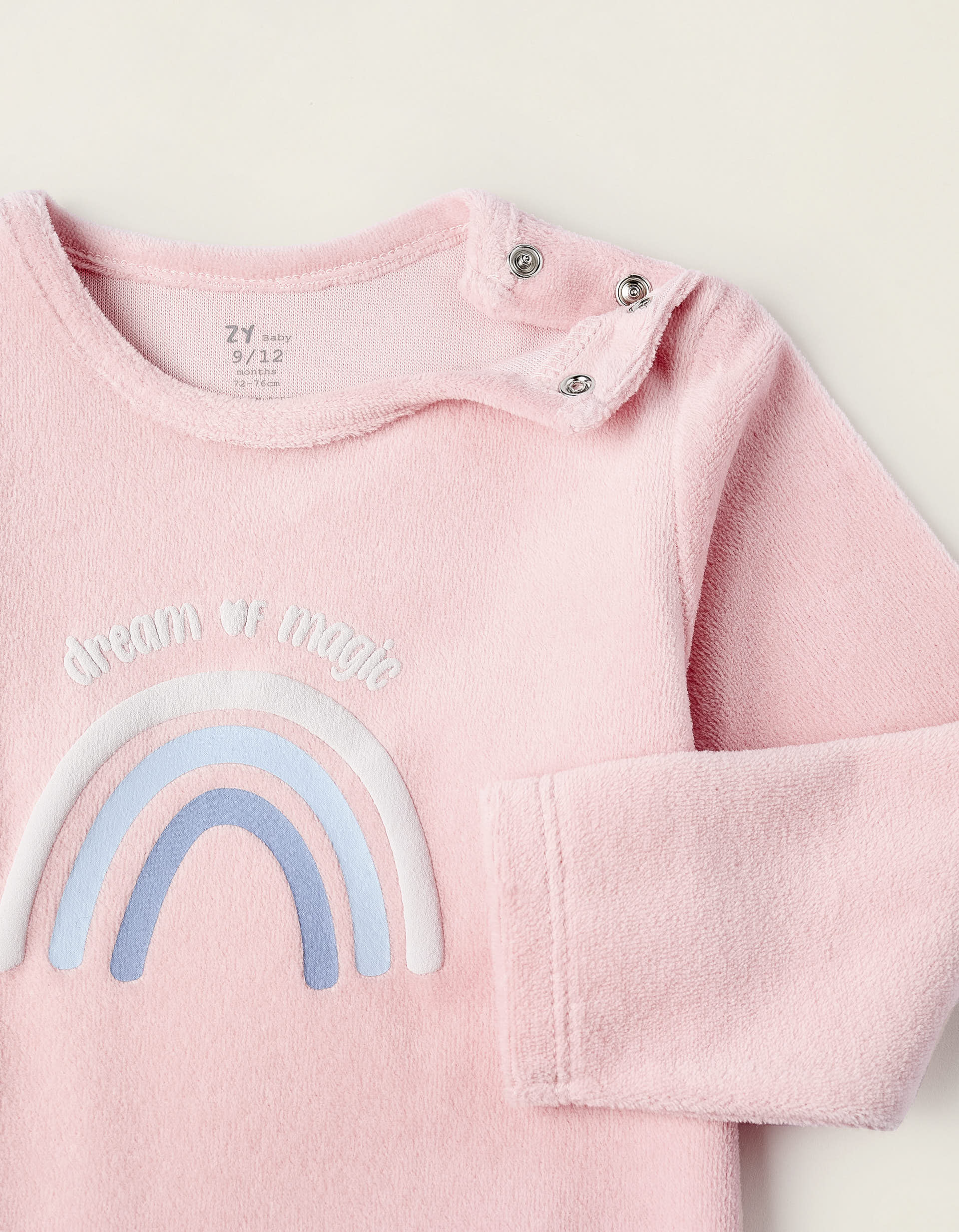 Babygrow de Veludo para Bebé Menina 'Arco-Íris', Rosa