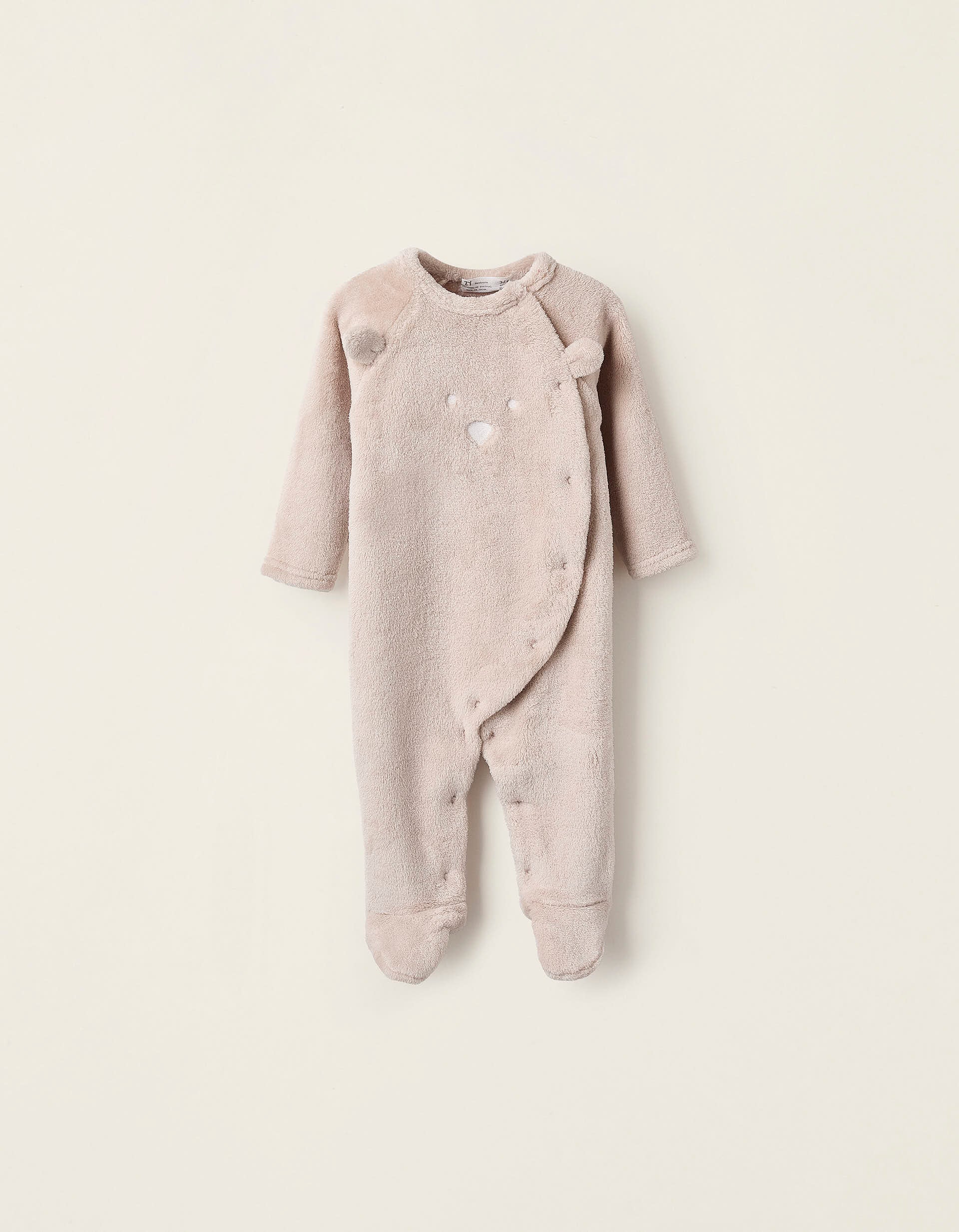 Babygrow em Peluche para Recém-Nascido 'Ursinho', Bege