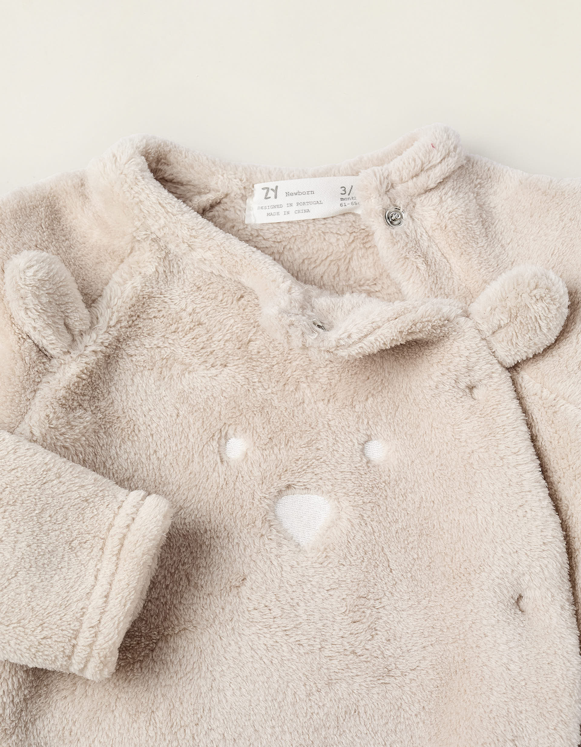 Babygrow em Peluche para Recém-Nascido 'Ursinho', Bege