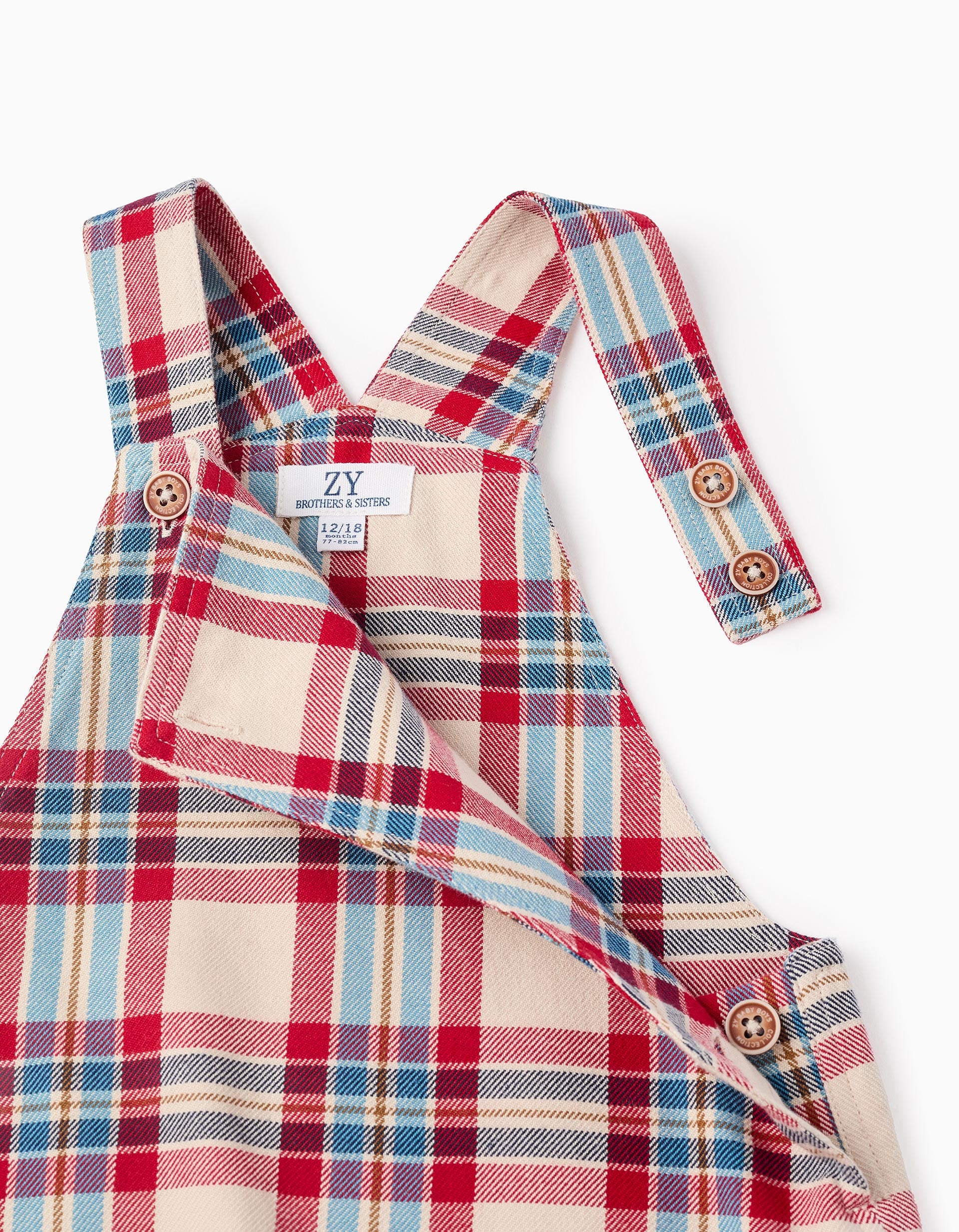 Shirt + Checked Jumpsuit for Baby Boys 'You&Me', White/Multicolour