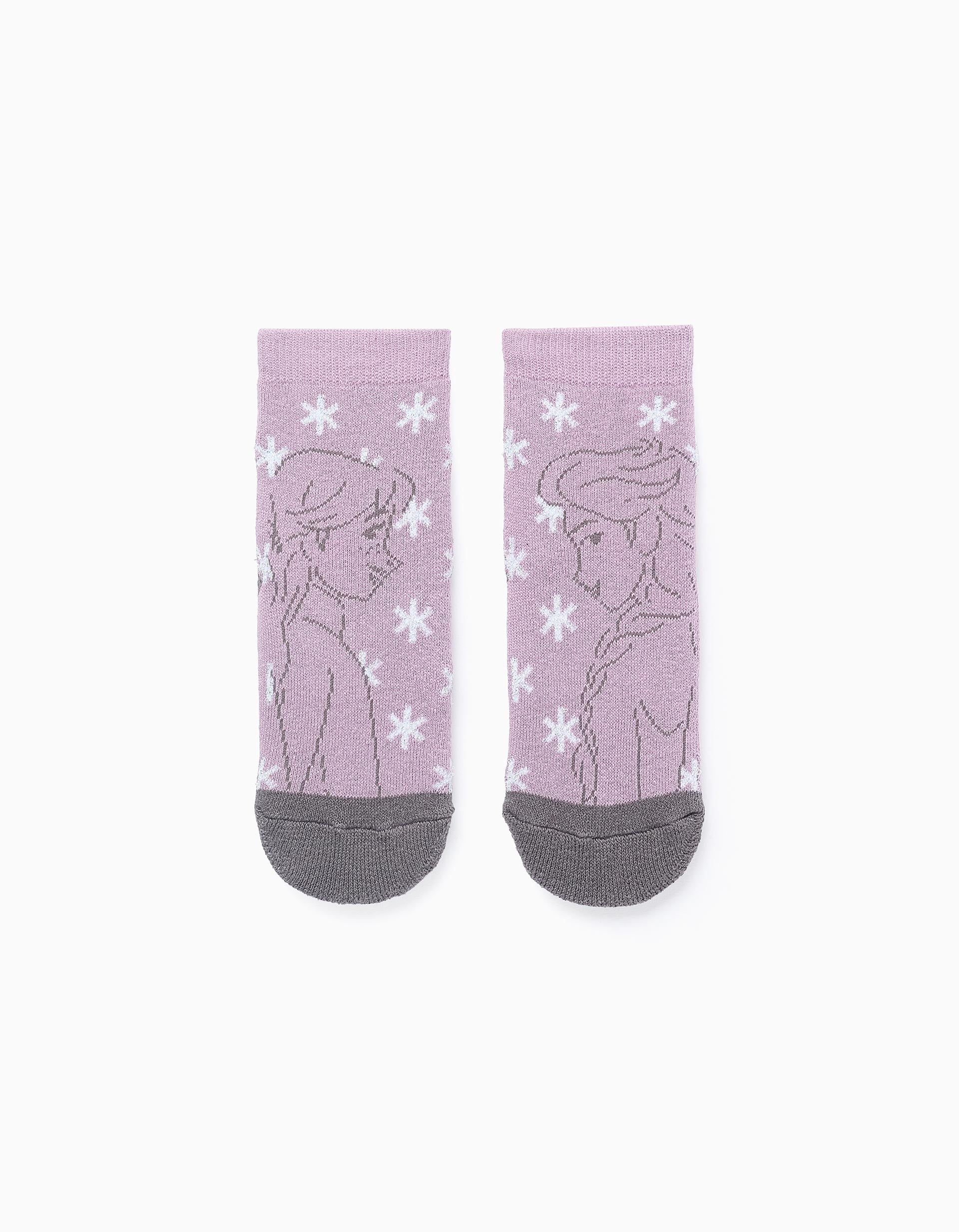 Non-Slip Socks for Girls 'Elsa & Anna', Lilac