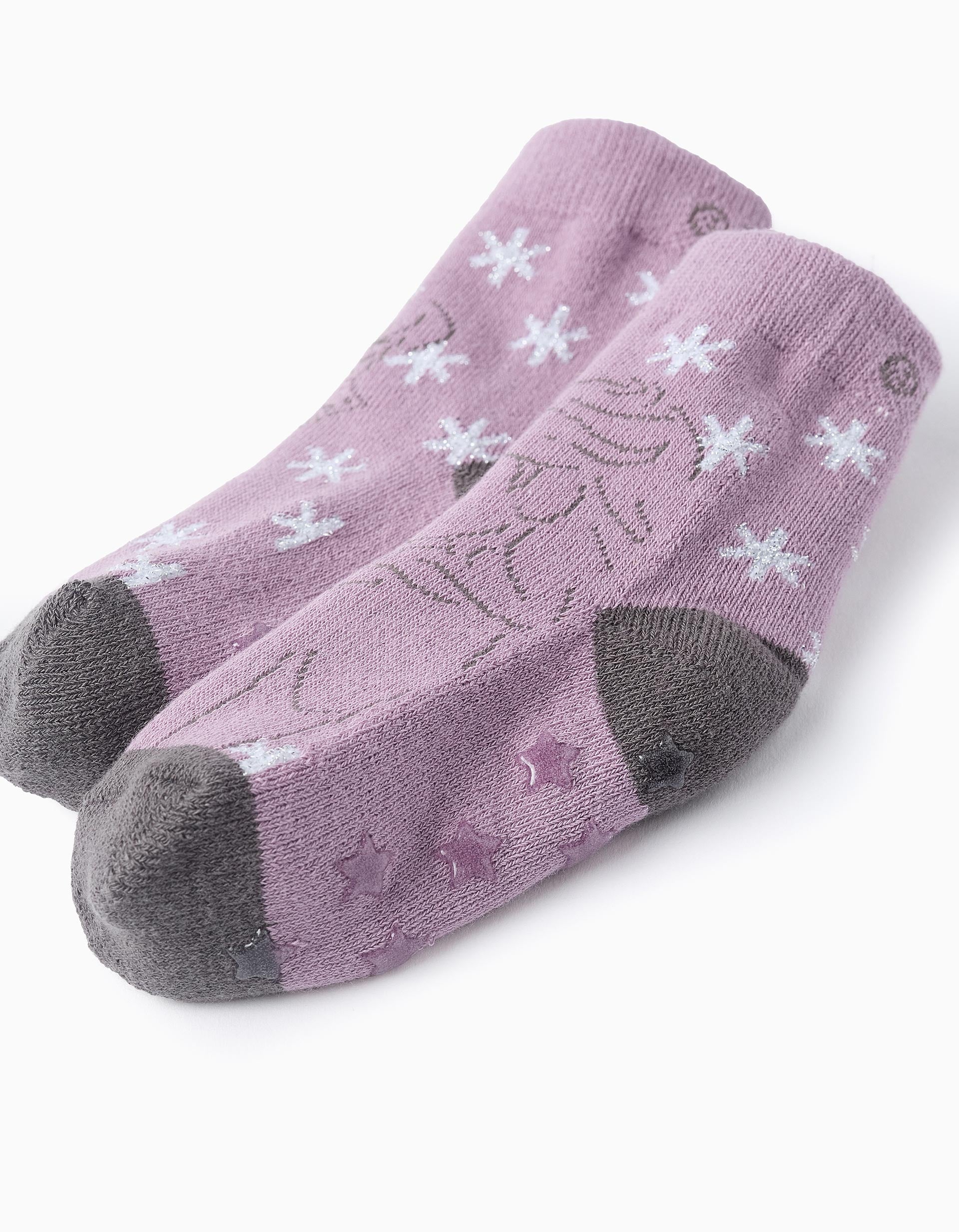 Non-Slip Socks for Girls 'Elsa & Anna', Lilac