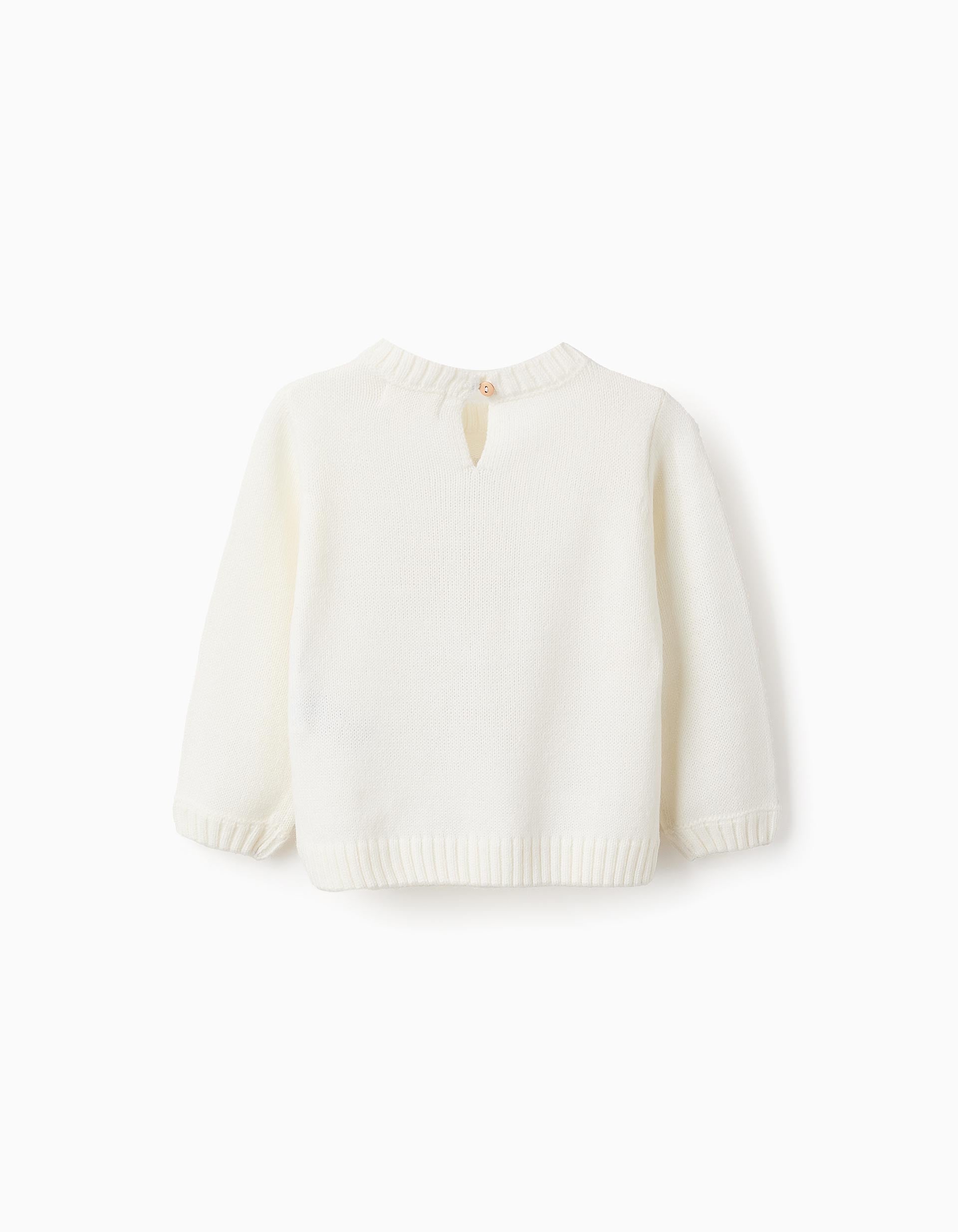 Pull en Maille avec Paillettes pour Bébé Fille 'Cœurs', Blanc