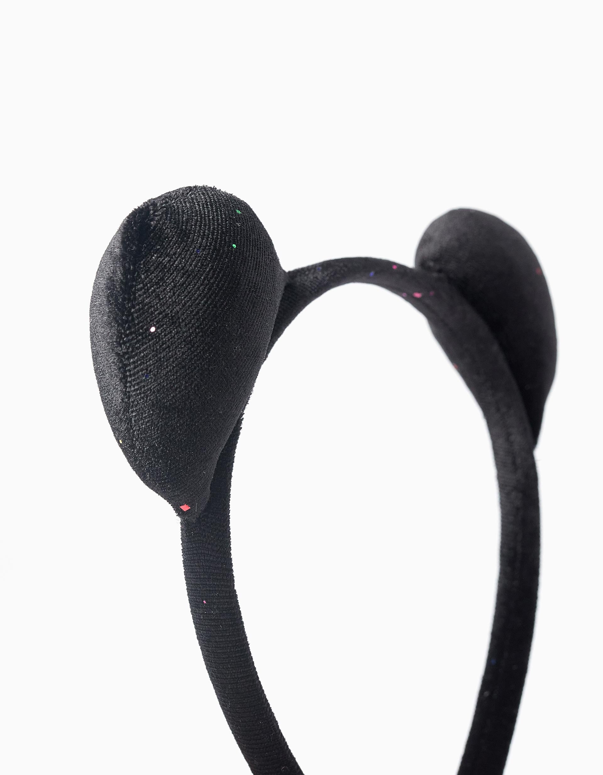 Headband with Ears and Sparkles for Baby Girls, Black