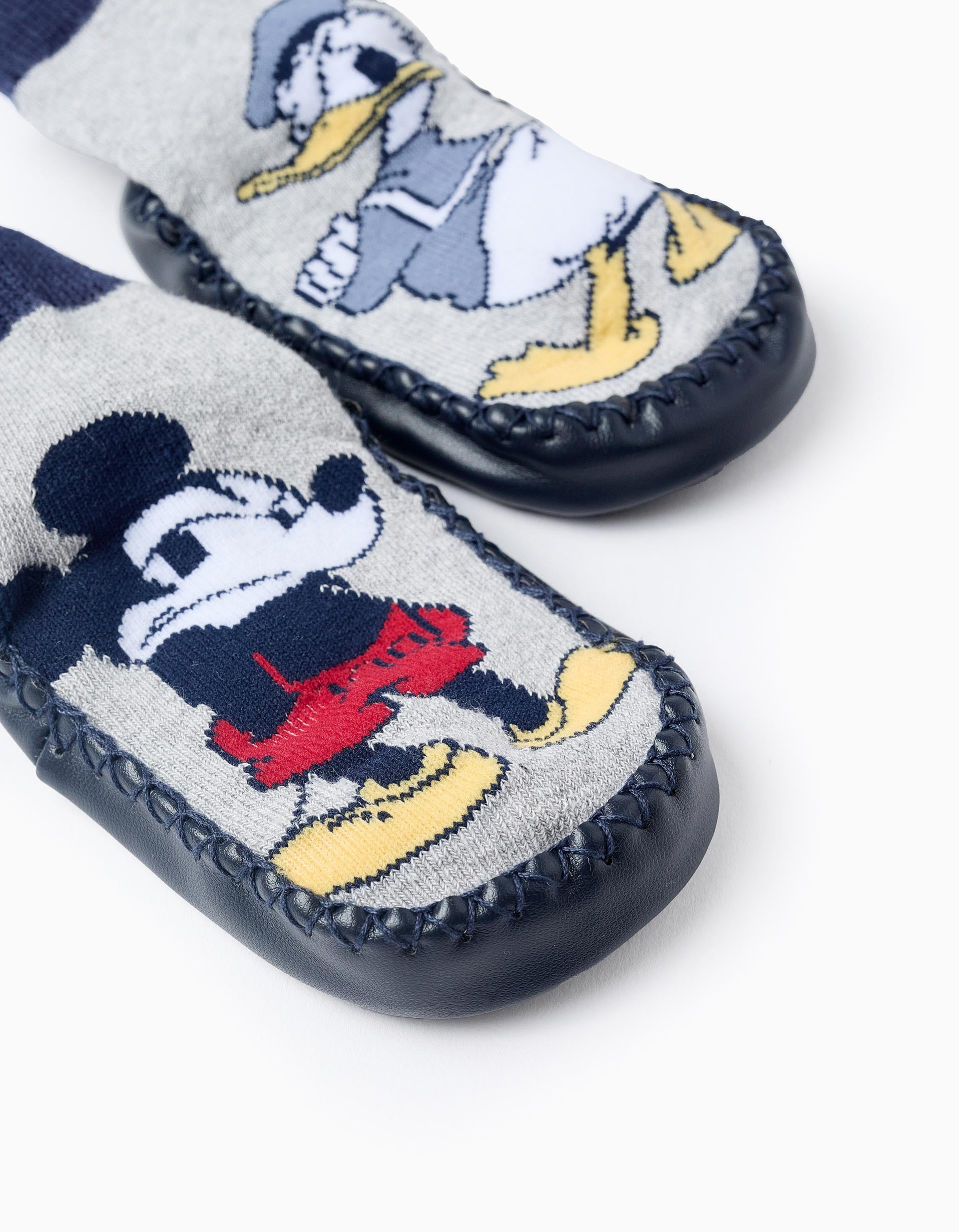 Chaussettes-Chaussons pour Bébé Garçon 'Mickey & Donald', Bleu/Gris