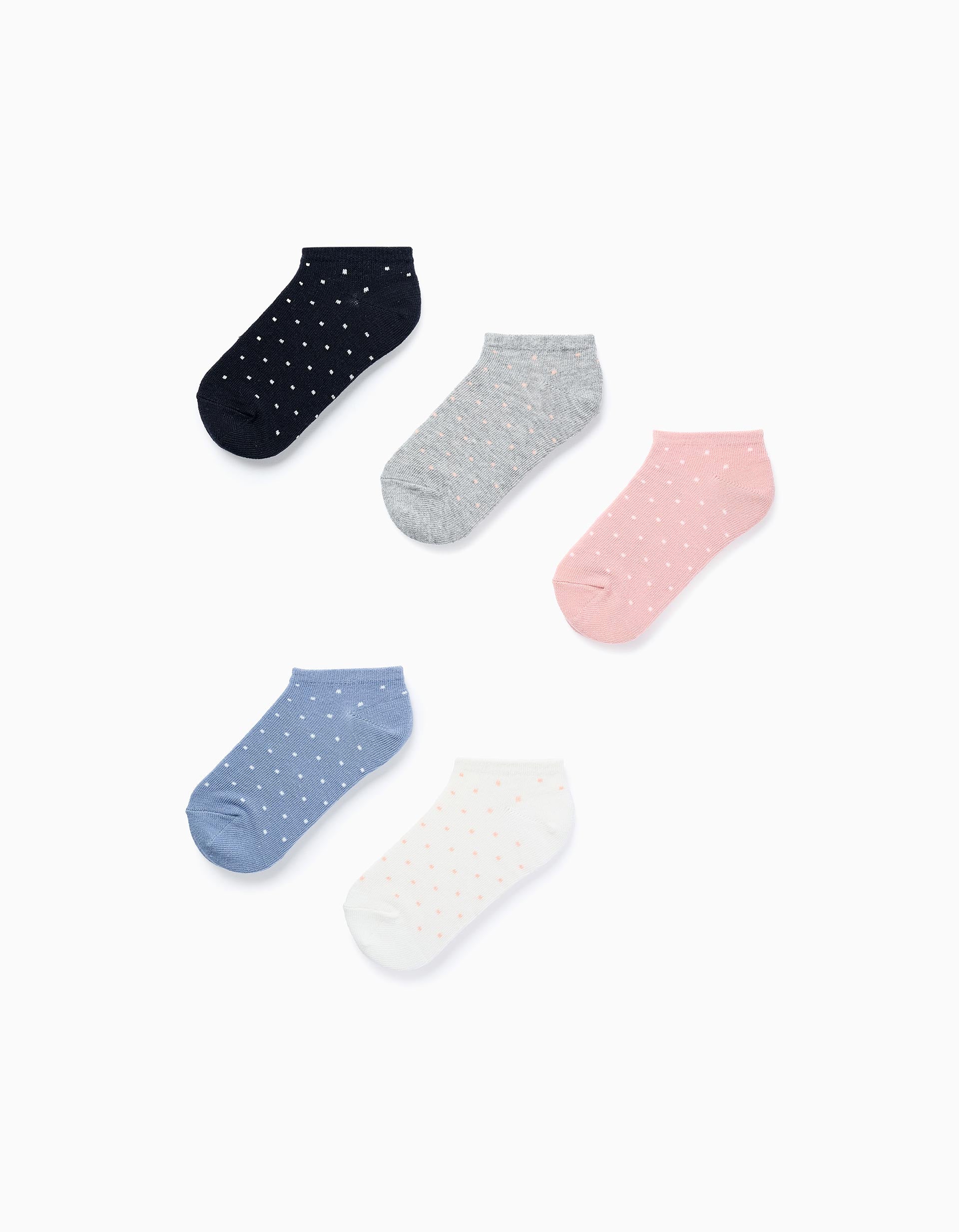 Pack 5 Paires de Chaussettes Courtes à Pois pour Fille, Multicolore