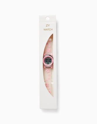 Montre Digitale pour Fille 'Flowers', Rose/Transparent