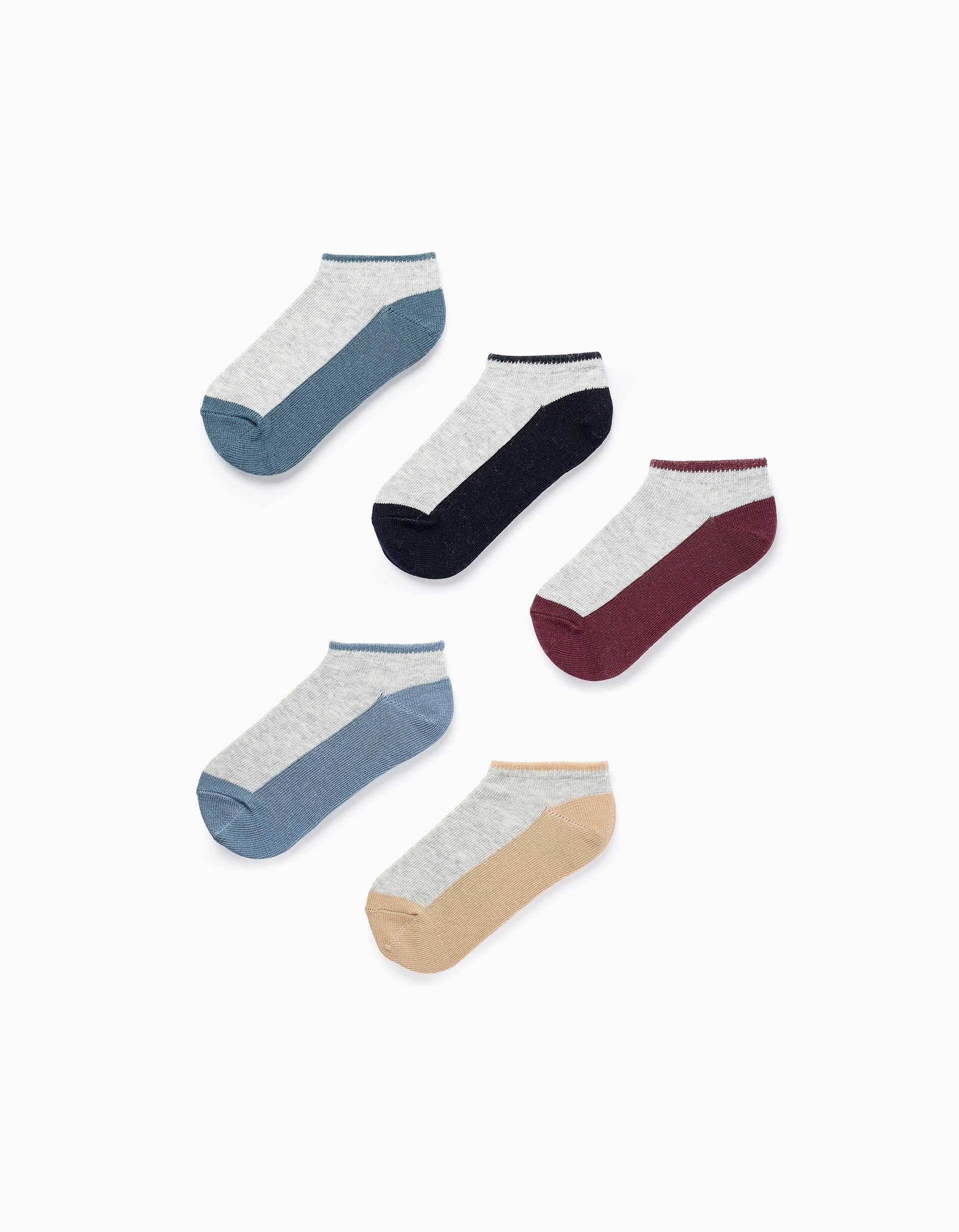 Pack 5 Paires de Chaussettes Courtes Bicolores pour Garçon, Multicolore